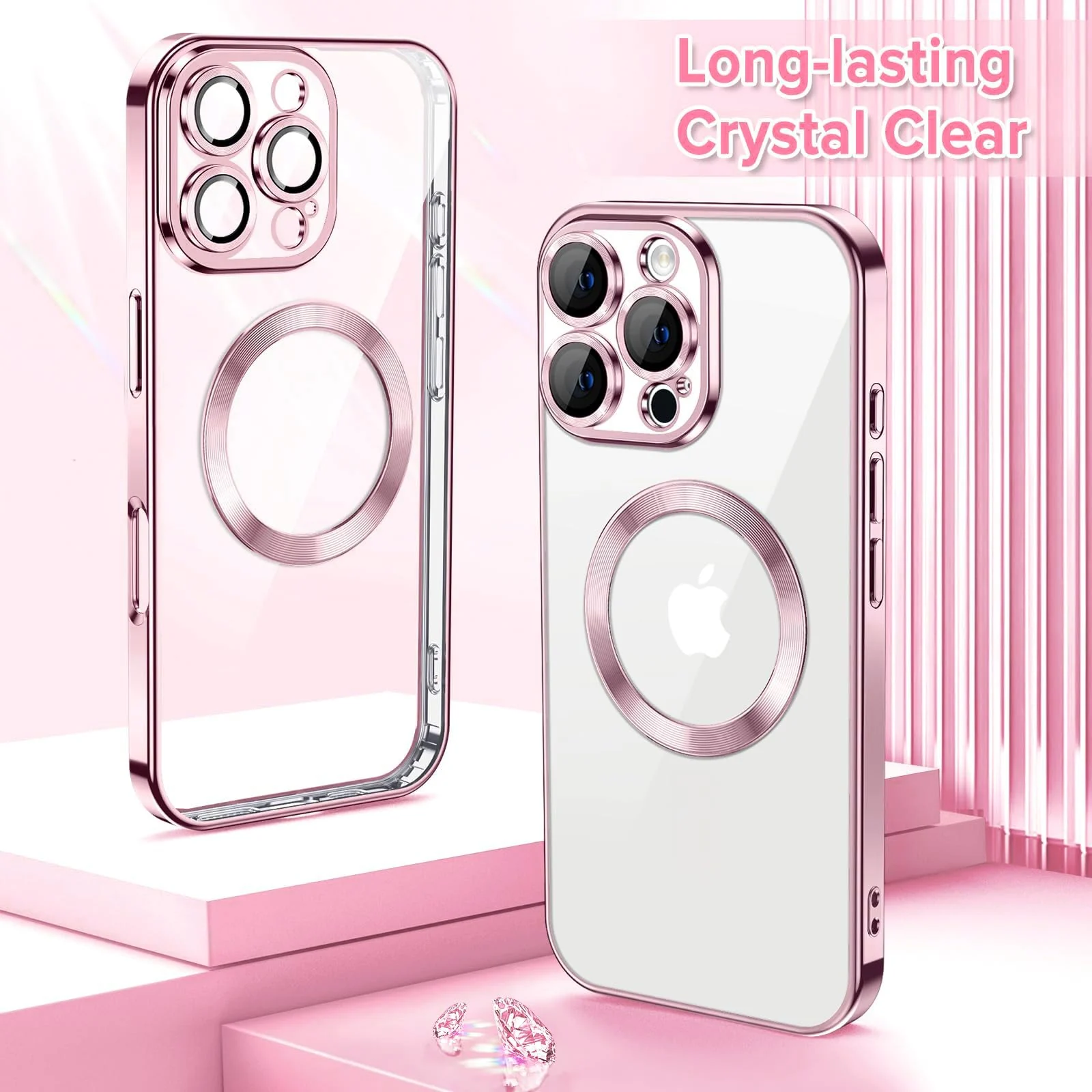 DL3 Mobilak Plated-Edge TPU Protective Case with Camera Protection for iPhone 16 Pro Max - Pink