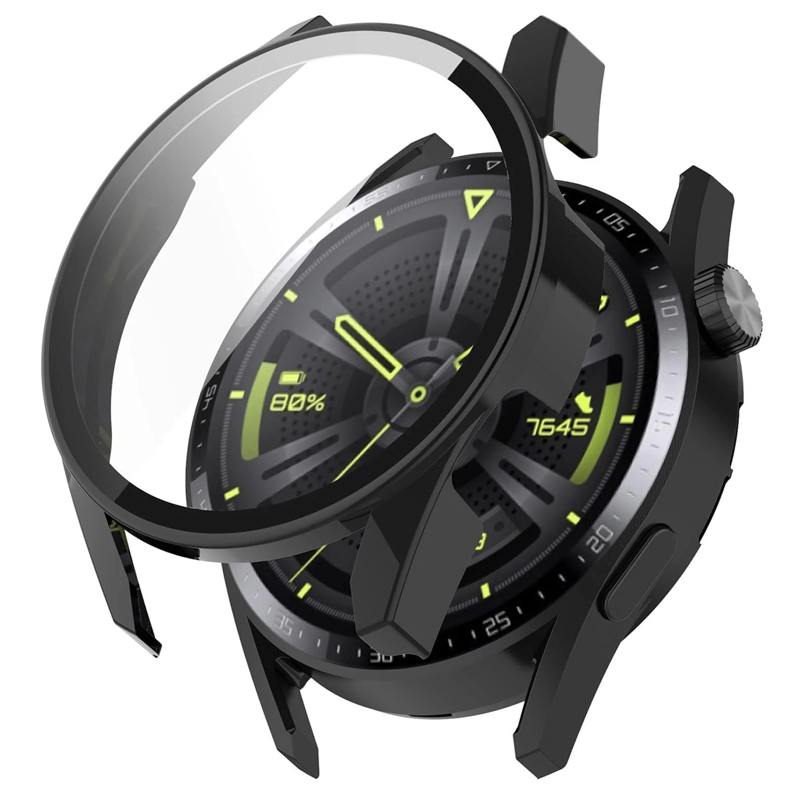 DL3 Mobilak Protective Case Compatible with Huawei Watch GT3 46mm 9H Hardness PC Case Bumper Full Slim Protective Cover with Tempered Glass For Huawei Watch GT 3 46mm
