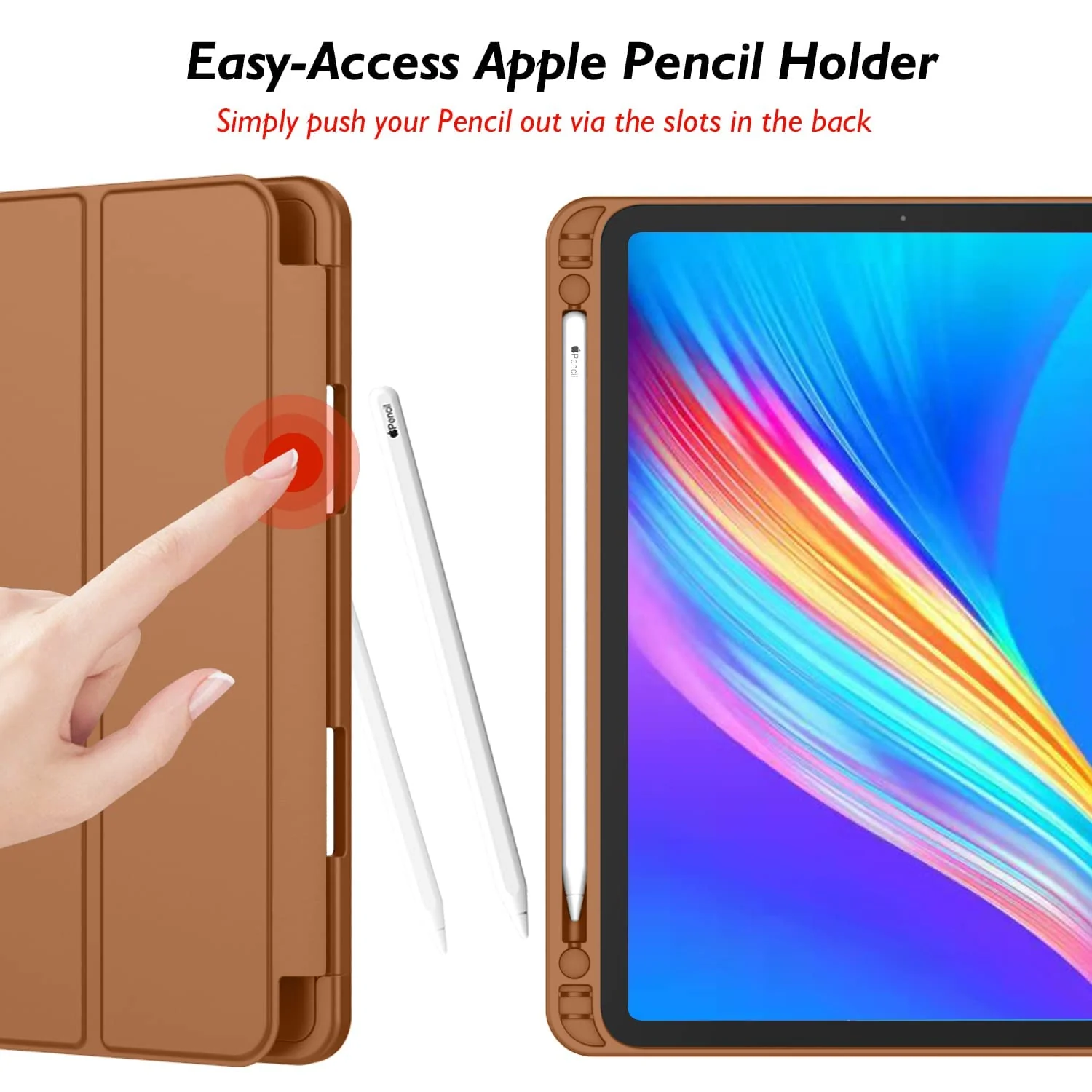 DL3 Mobilak iPad Pro 11 Inch Case 2022(4th Gen)/2021(3rd Gen)/2020(2nd Gen) with Pencil Holder, Smart Case [Support Touch ID and Auto Wake/Sleep] with Auto 2nd Gen Pencil Charging - Brown