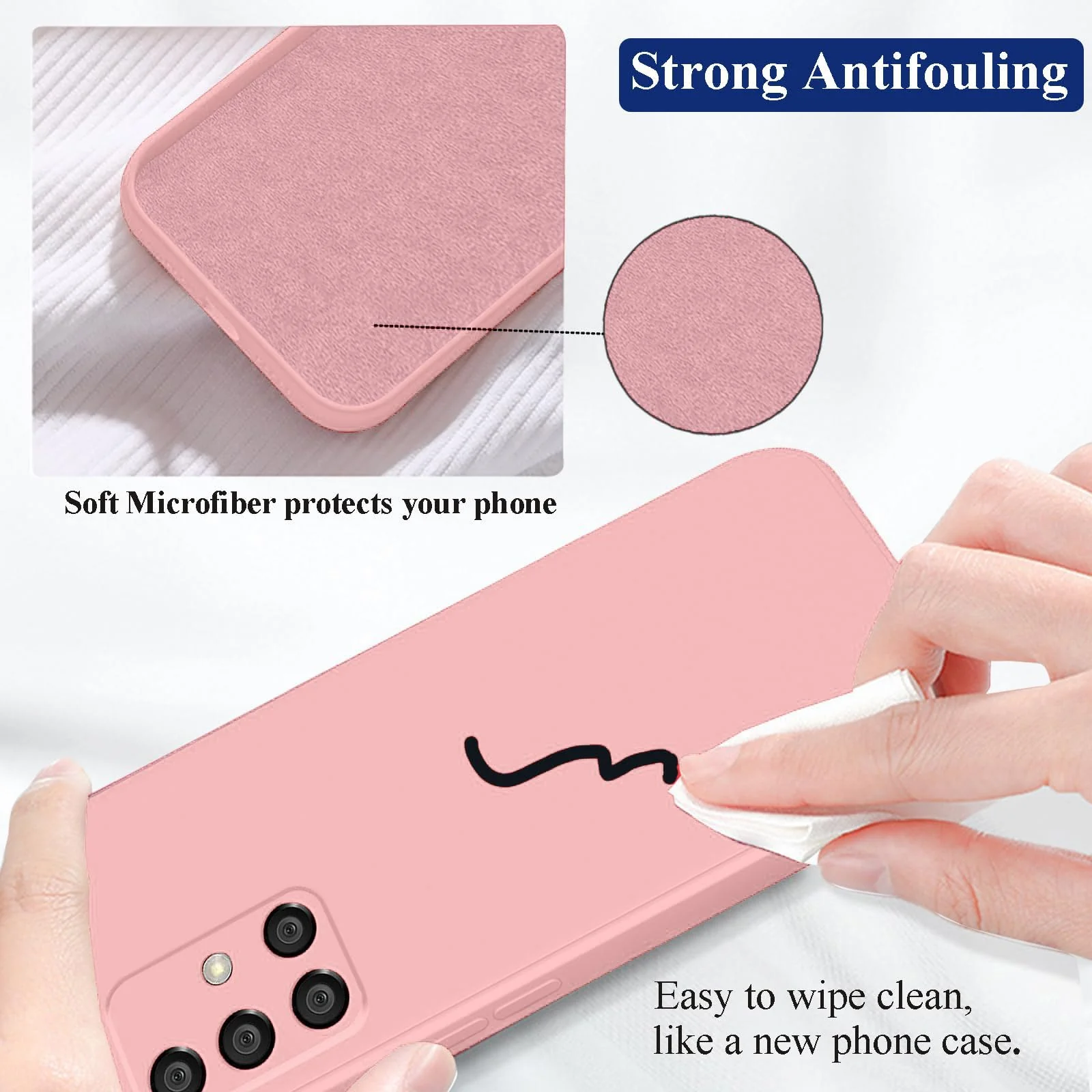 DL3 Mobilak Silicone Protective Case for Samsung Galaxy A51, Shock-absorbing protection, Scratch-resistant surface, Soft microfiber lining - Pink Sand