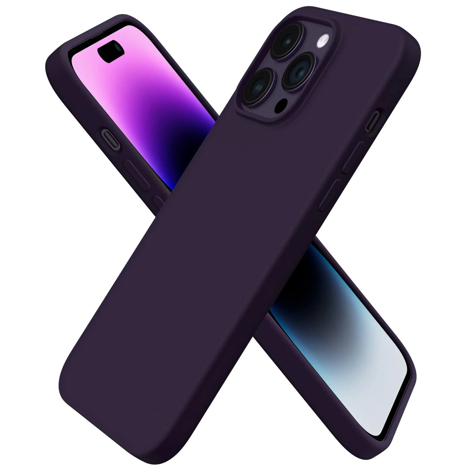 DL3 Mobilak Liquid Silicone Case for iPhone 14 Pro (6.1 Inch), Shock-absorbing protection, Scratch-resistant surface, Soft microfiber lining - Elderberry