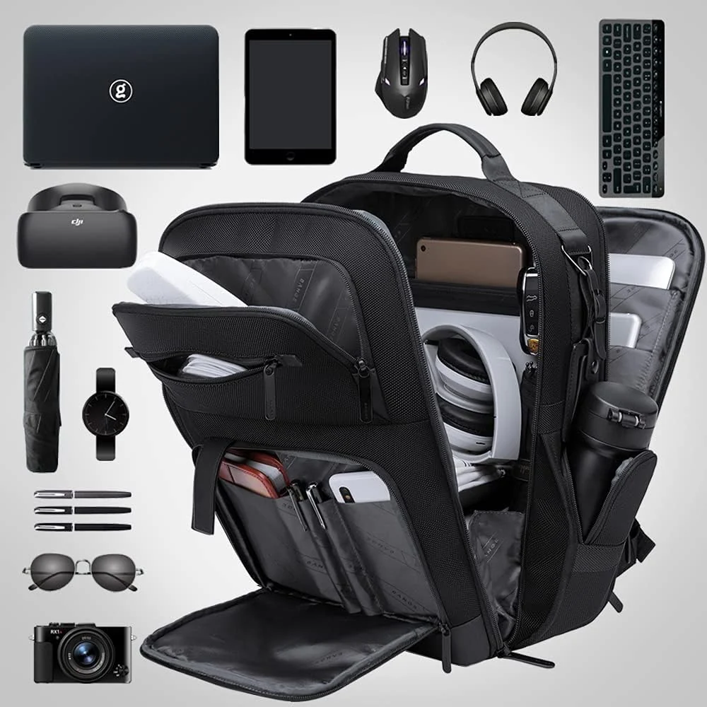 Mobigon 17 Inch Laptop Backpack Durable Business Computer Travel Backpack with USB Charging Port, Lightweight Casual Bag Daypack for College School Work Office Men, MacBooks, Surface - Black