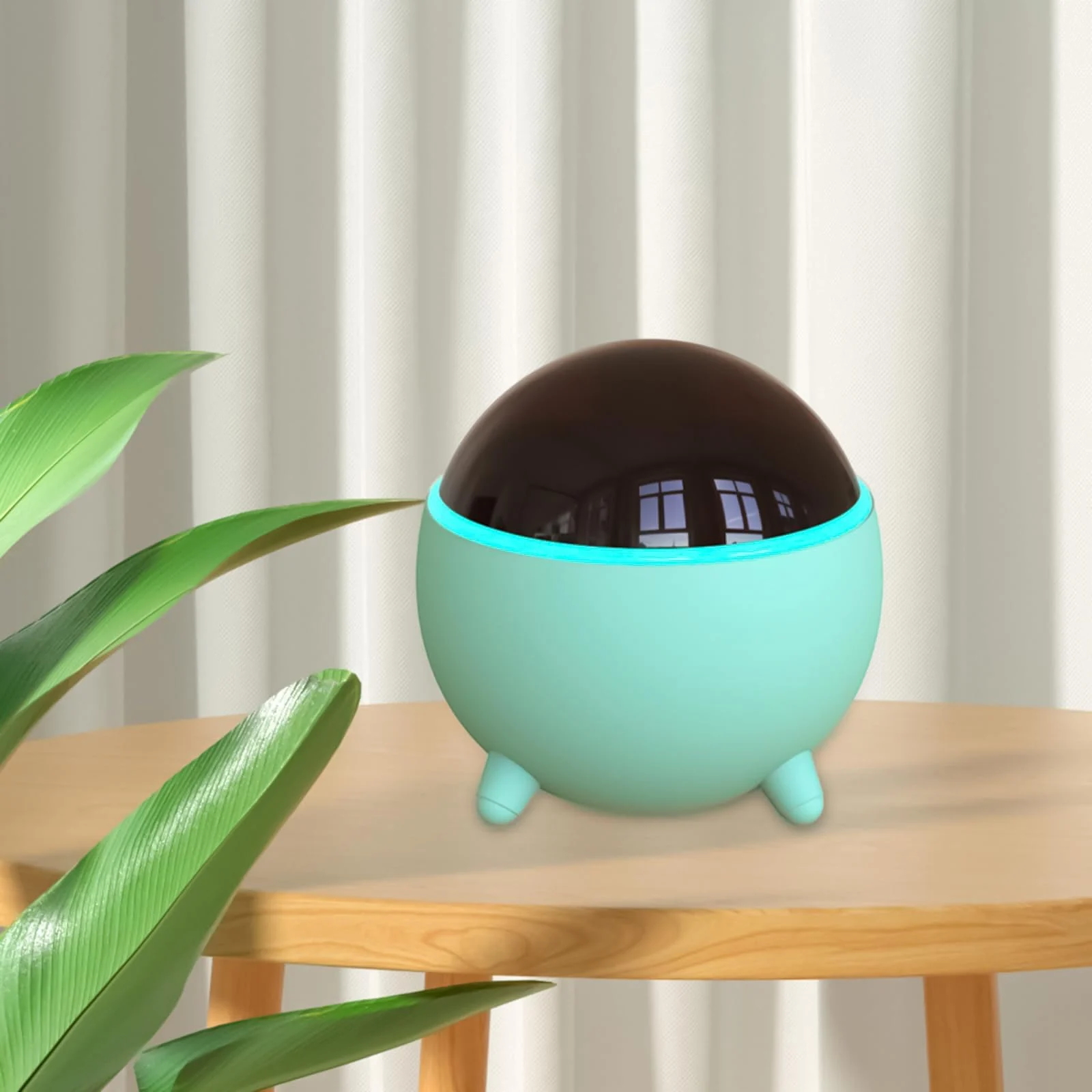Mobigon Wood Cool Mist Ultrasonic Humidifier for Room Moisture, Aroma Diffuser for Home, 300ml Essential Oil Diffuser with 7 Colorful Night Light, Auto Shut-Off, Home, Office, car - Turquoise