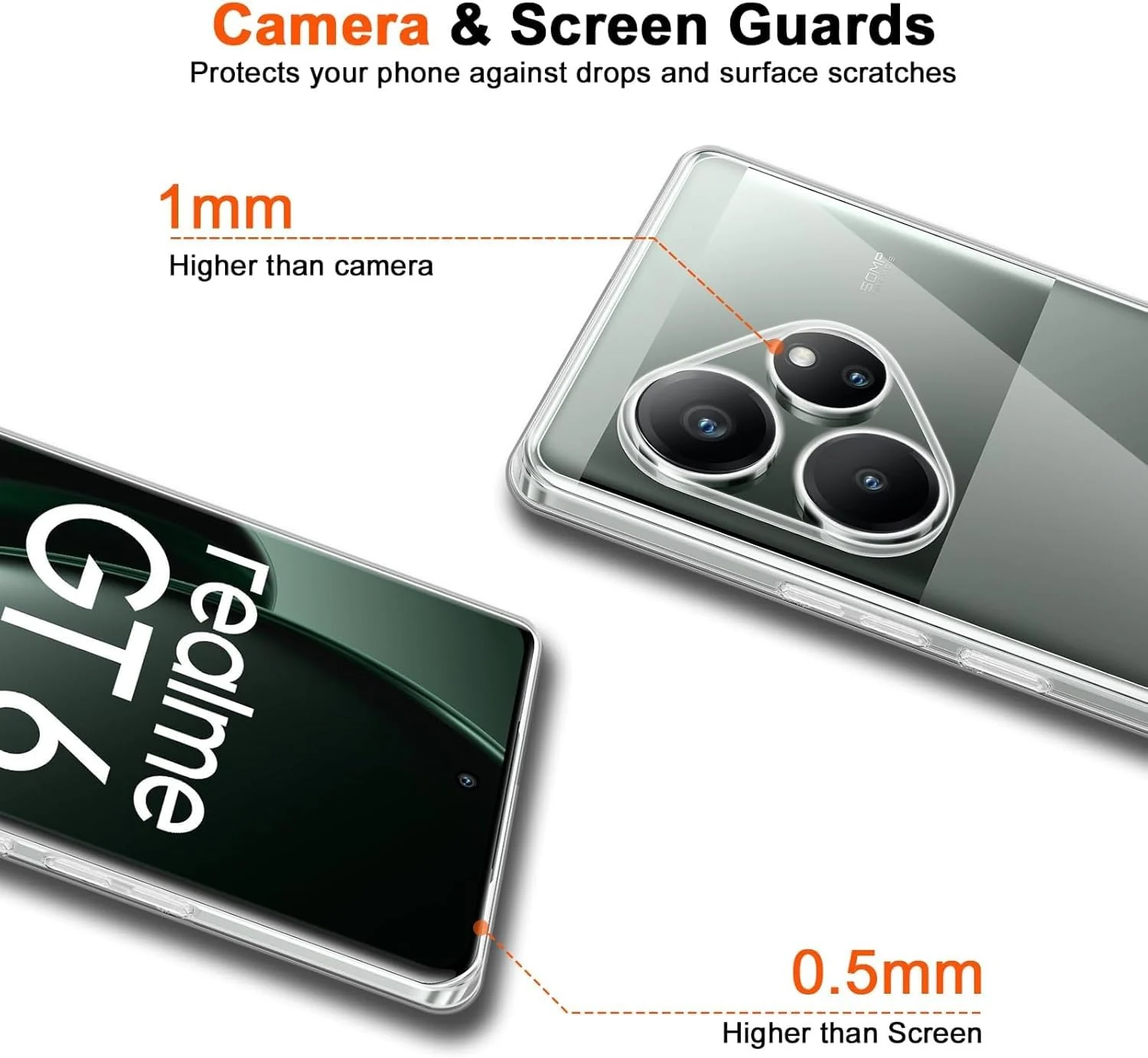 DL3 Mobilak Case Compatible with realme GT6/GT Neo6/GT Neo 6 SE/GT 6T Case Crystal Soft TPU Gel Case Flexible Silicone Anti-Scratch Camera Protection TPU Cover - Clear