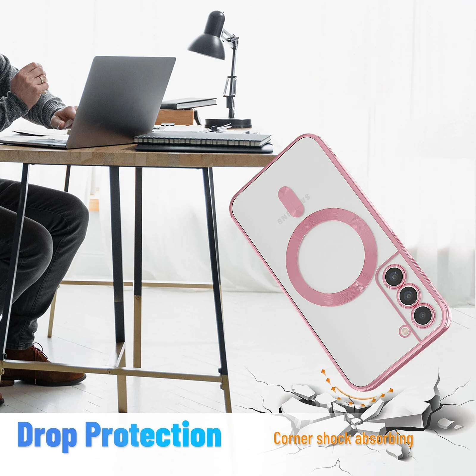 DL3 Mobilak Clear TPU Case for Samsung Galaxy Note 10 Plus Note10 + 5G, Compatible with MagSafe accessories, Supports wireless charging, Camera protection - Rose Gold