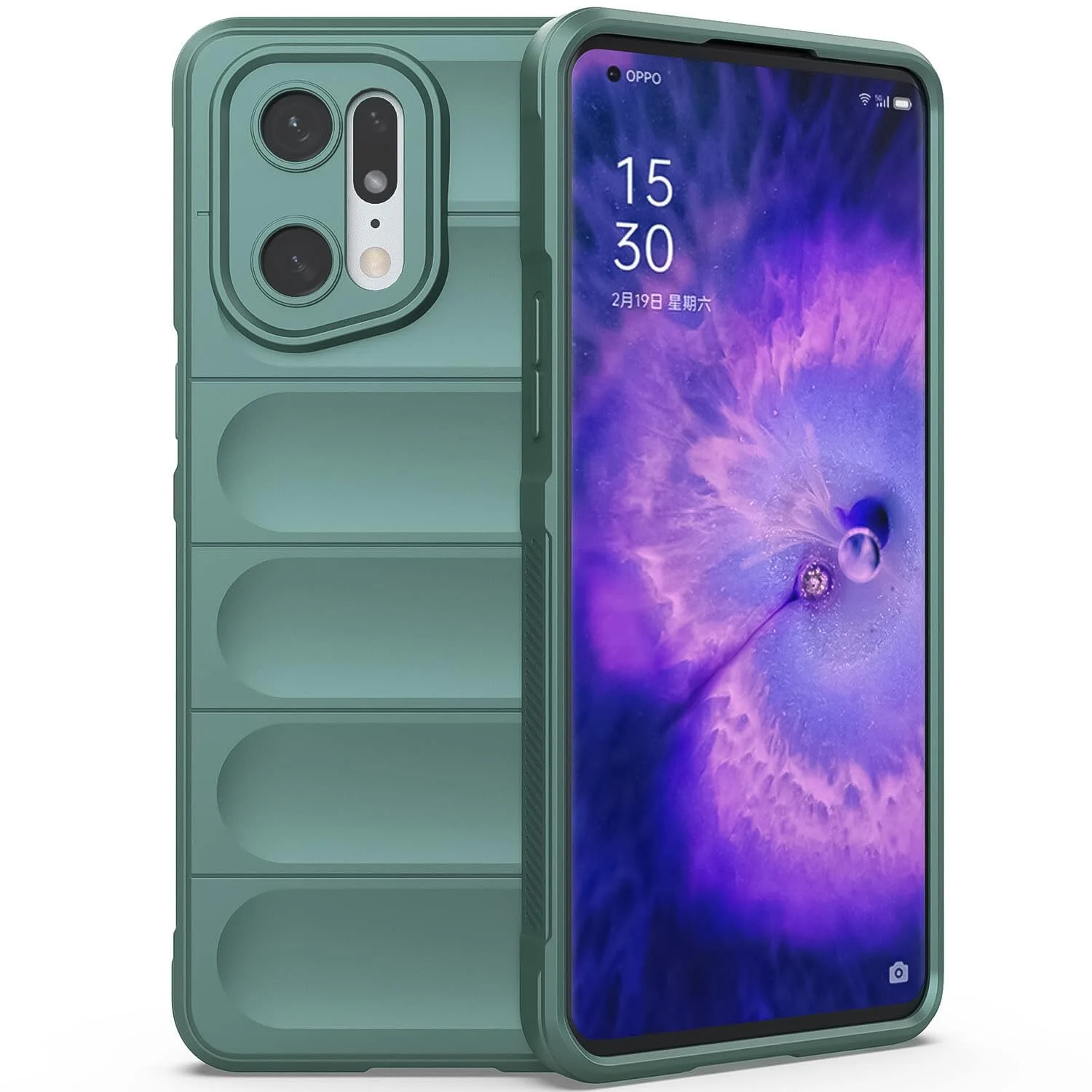 DL3 Mobilak Flexible Silicone and TPU Protective Case with Camera Protection for OPPO Find X5 Pro - Green