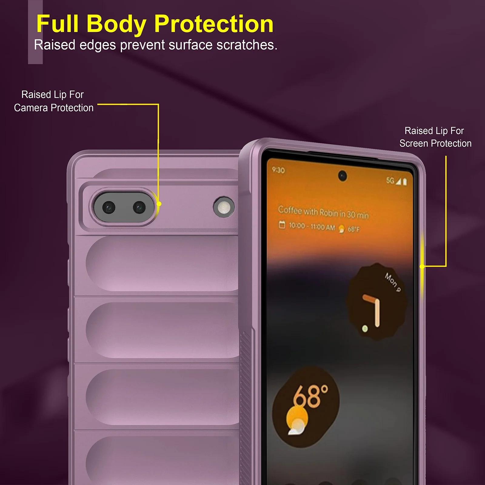 DL3 Mobilak Soft Silicone Protective Case for Google Pixel 6A with Camera Protection and Shockproof Design - Purple
