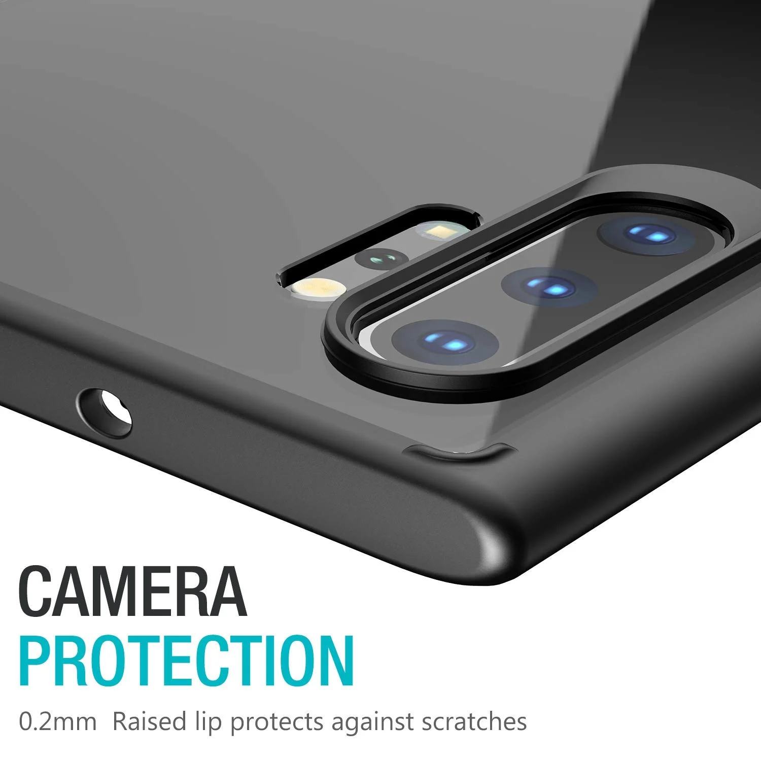 DL3 Mobilak Clear PC and TPU Protective Case for Samsung Note 10 Plus with Shockproof Design and Anti-Yellowing Design - Black