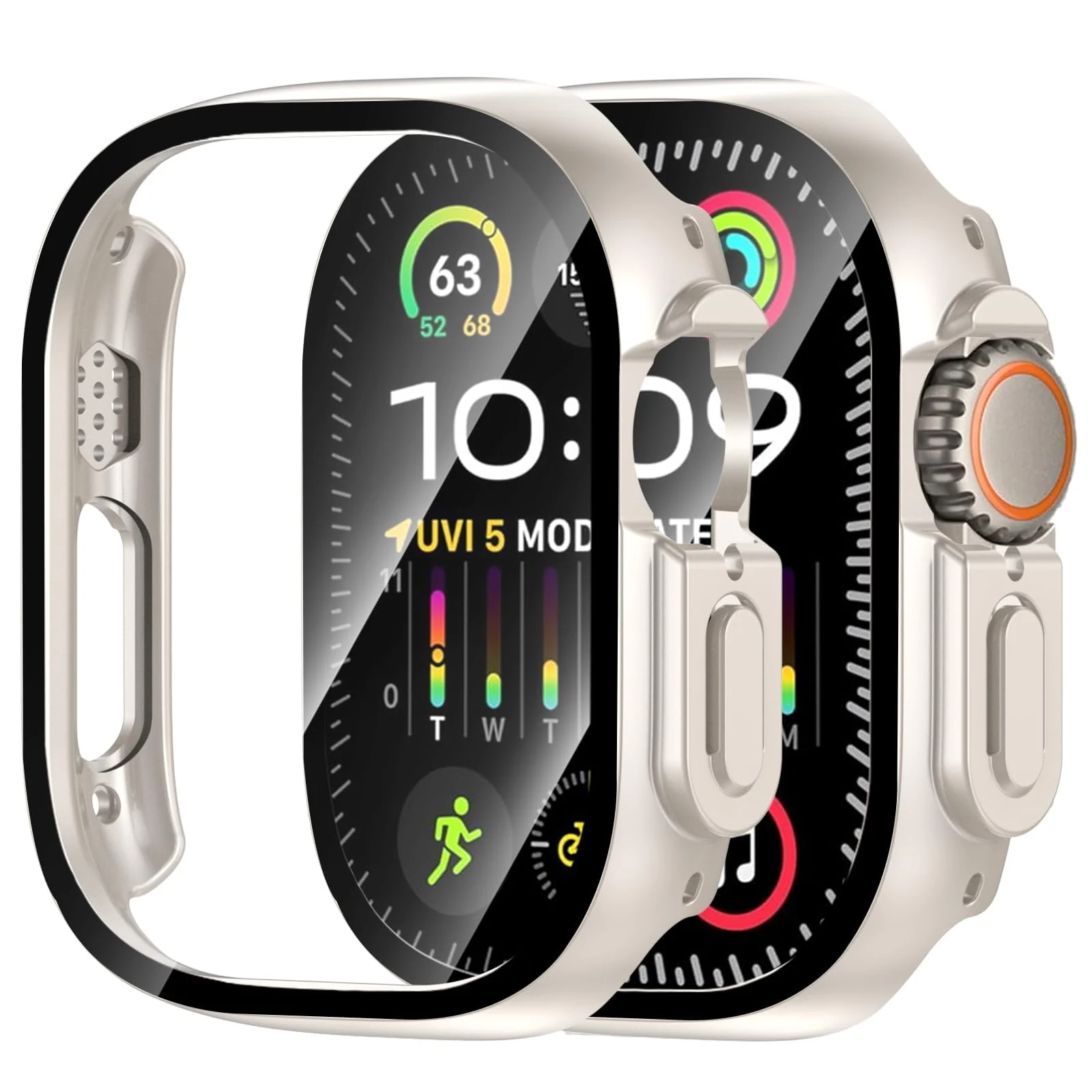 DL3 MOBILAK Full-Coverage Watch Case with Tempered Glass for Apple Watch Ultra 1 and 2 49MM - Starlight