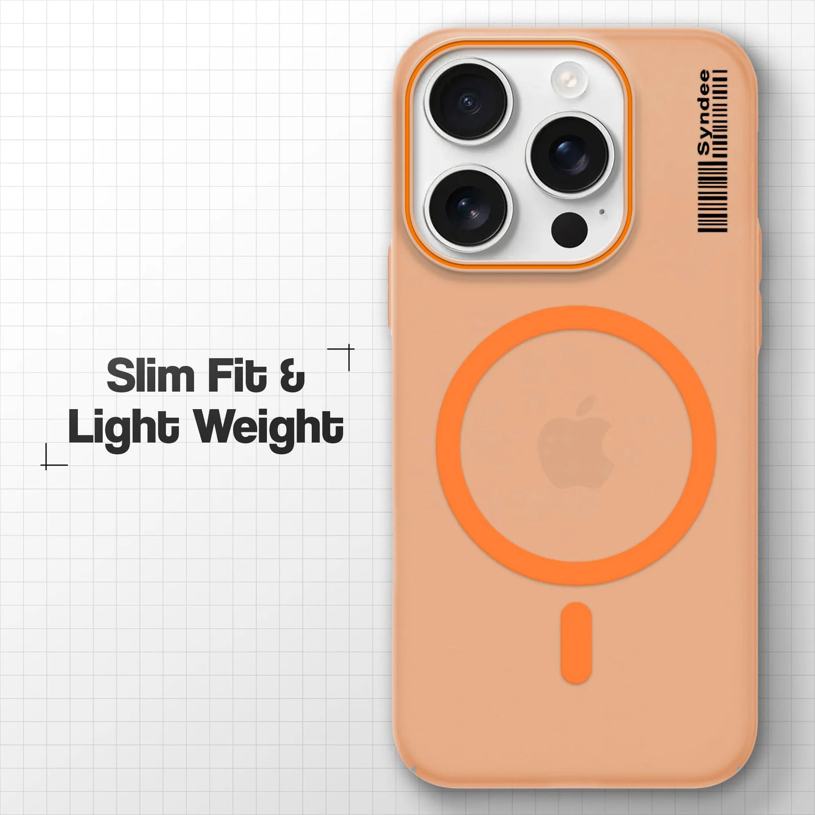 DL3 Mobilak Case Back Cover for iPhone 11 Pro Max 6.5-Inch, Sleek Frosted Translucent Back Only Compatible with Wireless Magnetic Accessories | Anti-Scratch Shockproof Phone Case - Orange