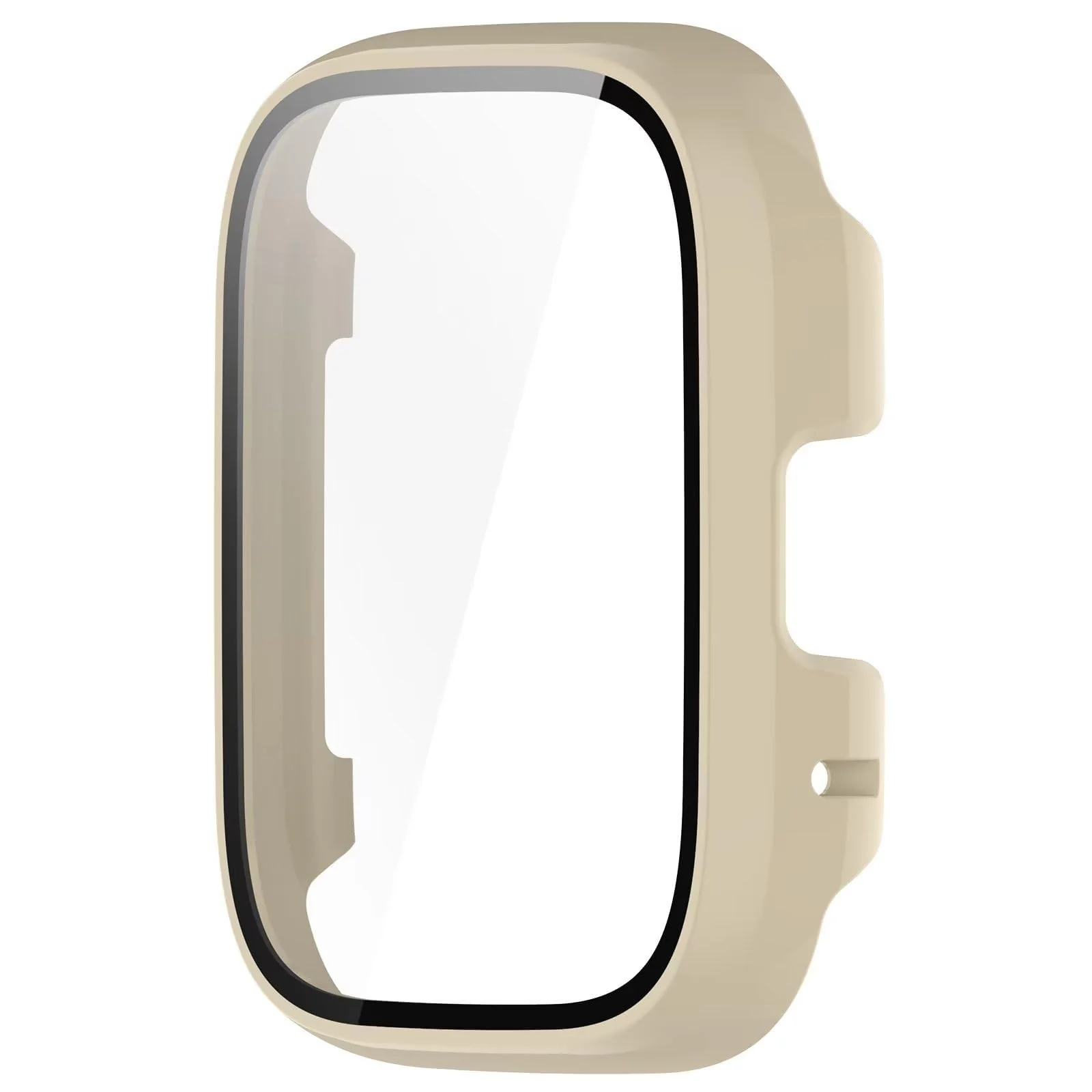 DL3 Mobilak Protective Case Compatible with Xiaomi Redmi Watch 3 Lite/Redmi Watch 3 Active 9H Hardness PC Case Bumper Full Slim Protective Cover with Tempered Glass - Ivory White