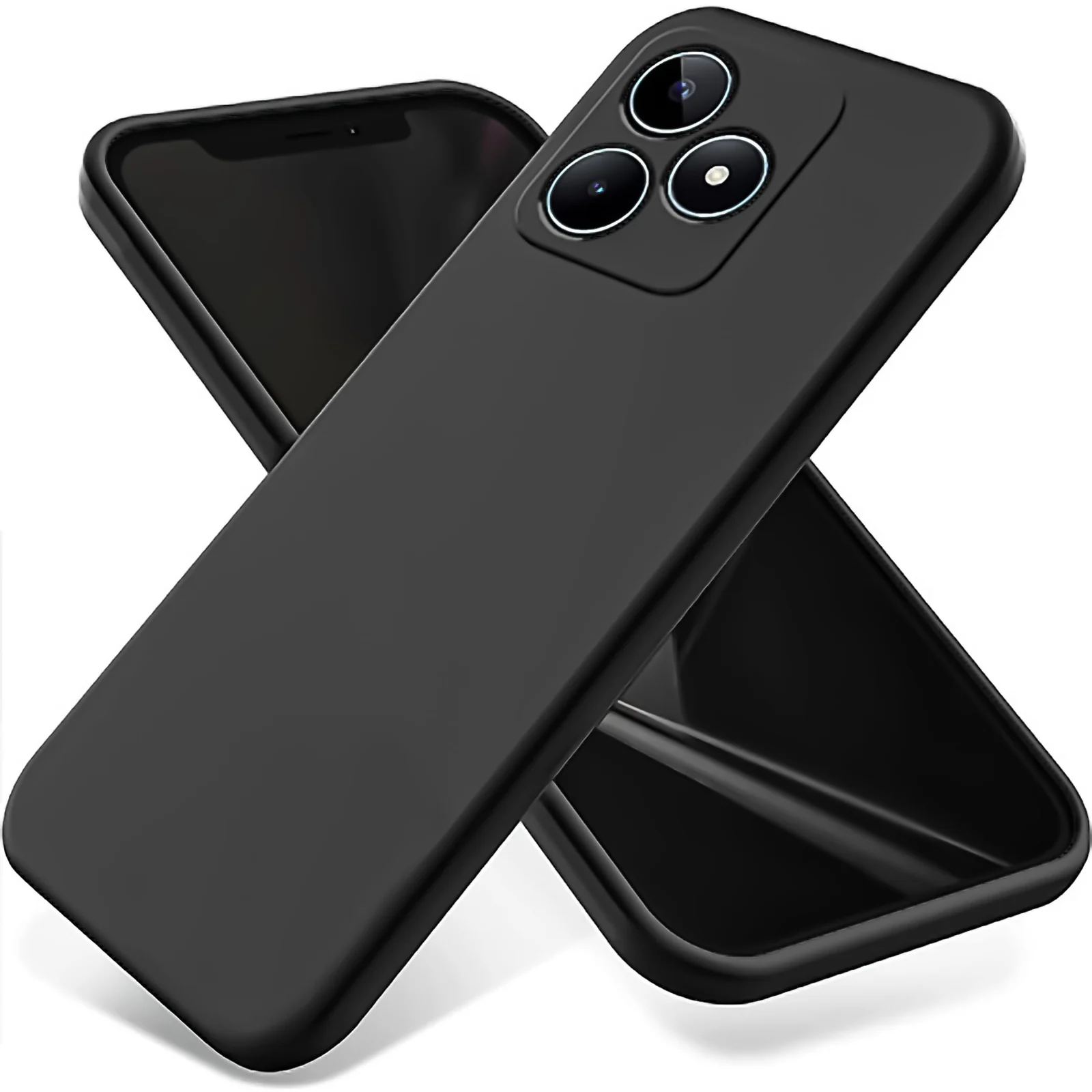 DL3 Mobilak Case Compatible with realme C53/Narzo N53, Dual Layer Protective Shockproof Hard Armor Cover with 360° Rotating Finger Ring Kickstand and Car Magnetic Mount - Black