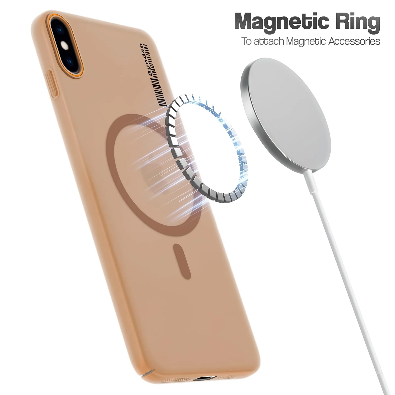 DL3 Mobilak Matte MagSafe-Compatible Magnetic Case for iPhone X / iPhone XS with Camera Protection and Ring Holder - Brown