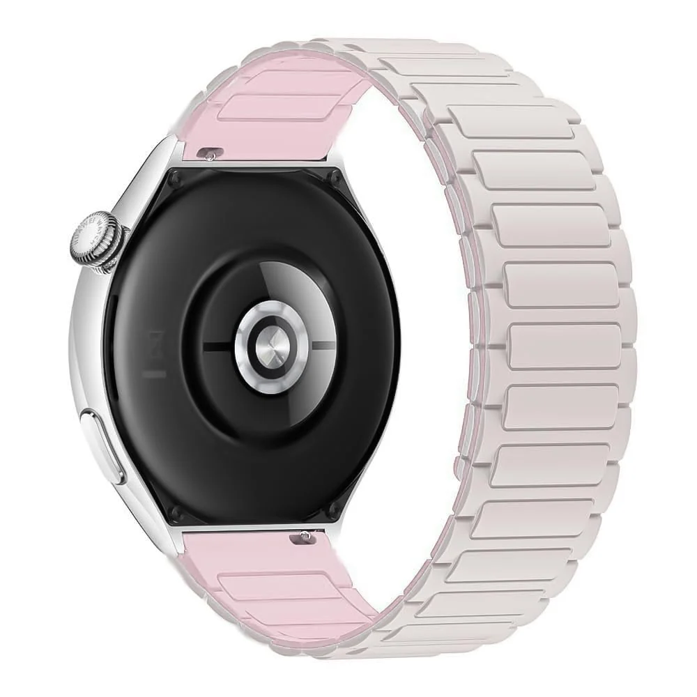 DL3 Mobilak 18mm Silicone Magnetic Strap for Huawei Watch GT 6 41mm/Watch5 42mm/GT 5 Pro 42 mm/GT 5 41mm/GT4 41 mm, Magnetic Replacement Band for Garmin Venu 3S/Fossil Women's Gen 6 - Starlight Pink