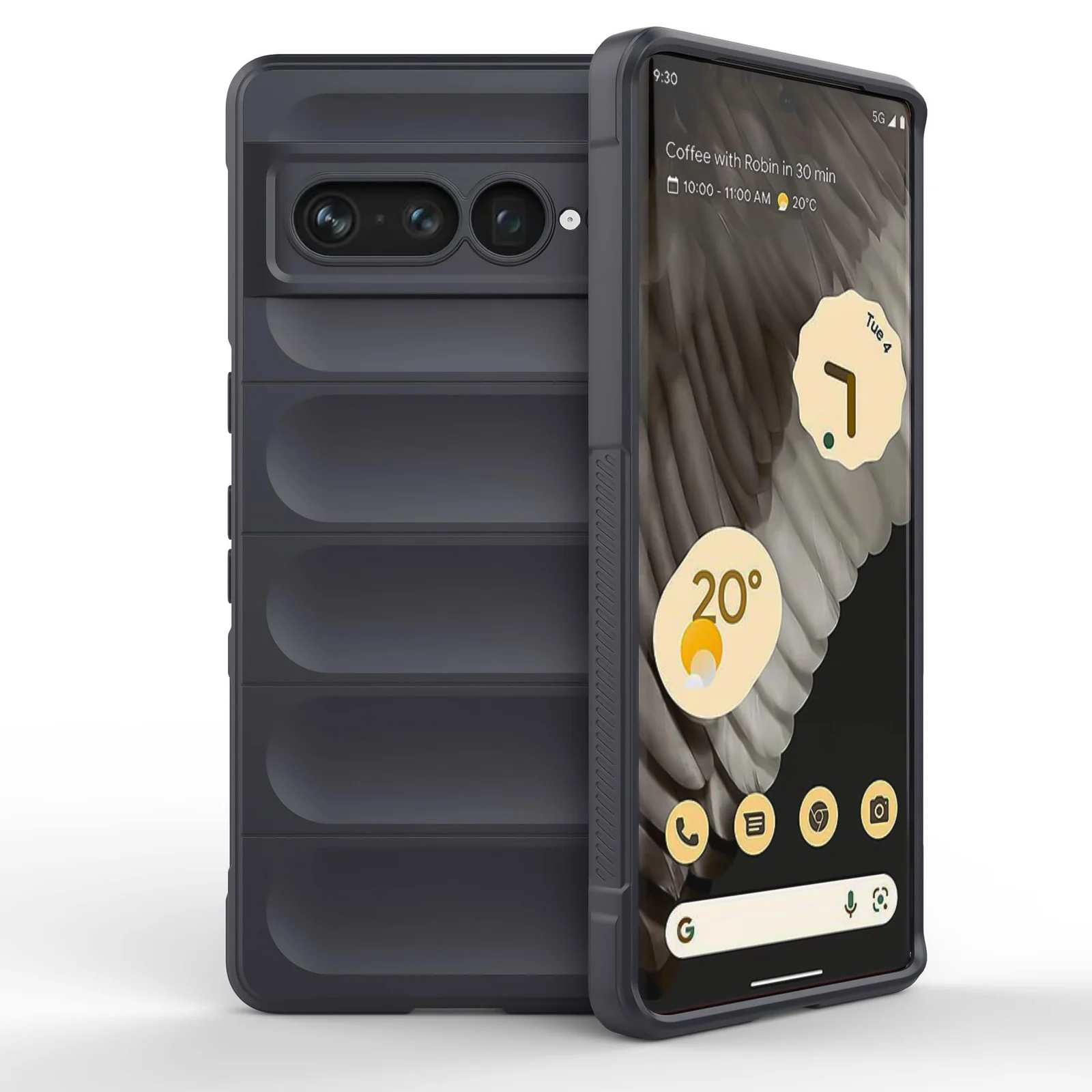 DL3 Mobilak Silicone Case for Google Pixel 7 Pro Heavy Duty Protective [Slim Fit] Shockproof Soft Flexible Protective Design Shock-Absorption TPU Cover With Camera Protection - Dark Gray