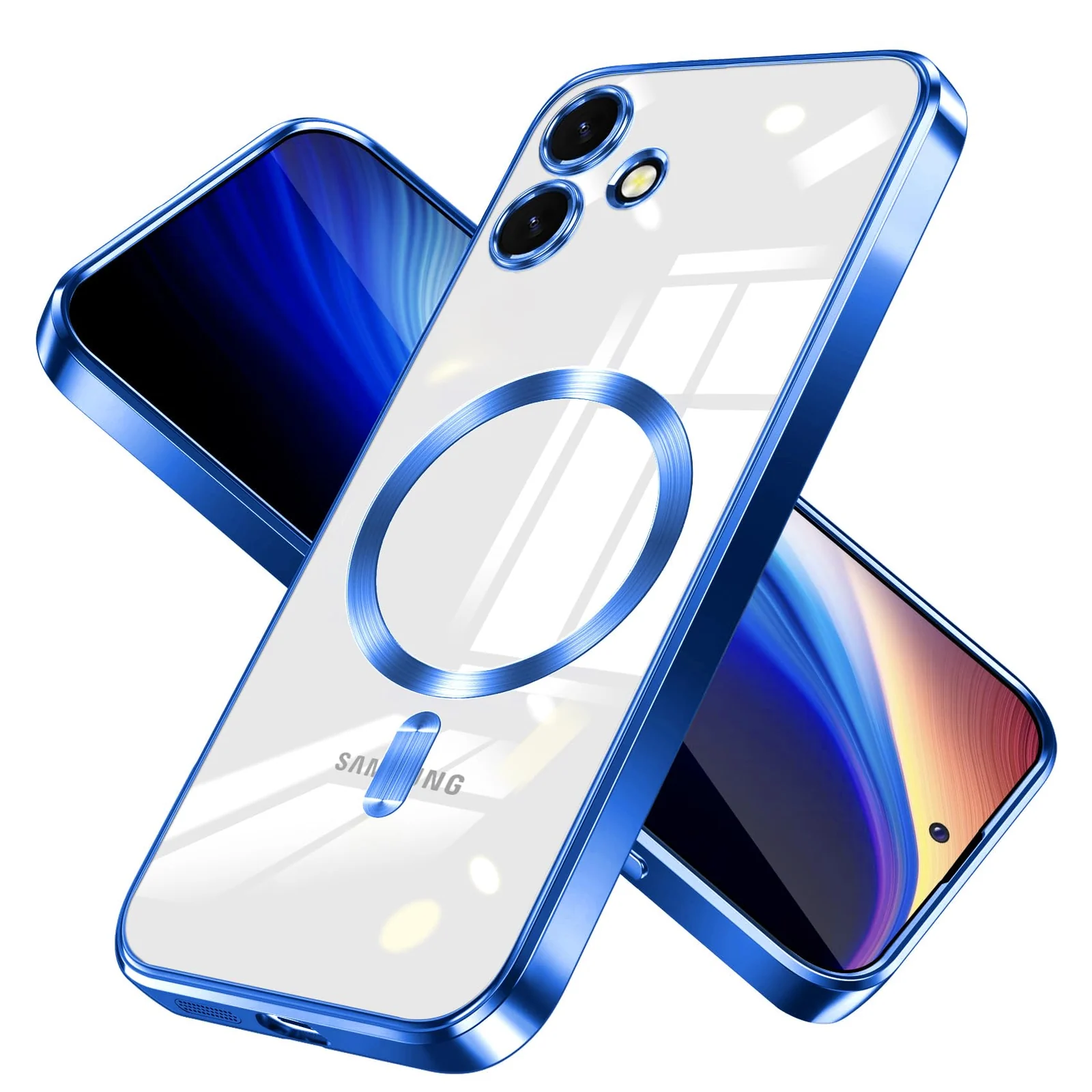 DL3 Mobilak Clear MagSafe-Compatible TPU Case and Camera Lens Protector for Samsung Galaxy A06 - Blue