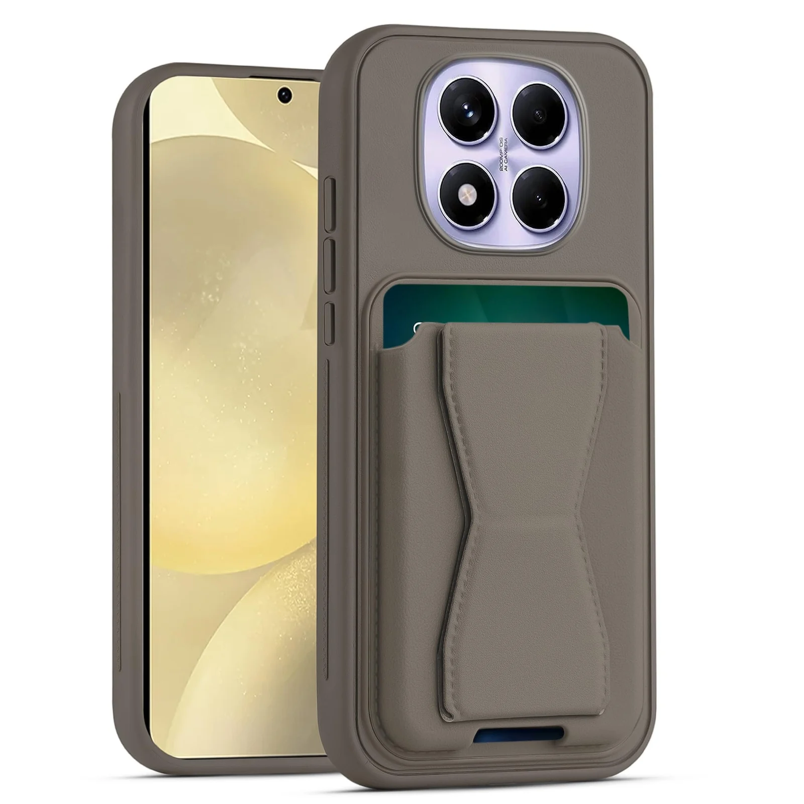 DL3 Mobilak Leather Wallet Case with Card Slot for Xiaomi Redmi Note 14 Pro+ Plus 5G, Leather Back with Camera Protection and Shockproof Design - Titanium