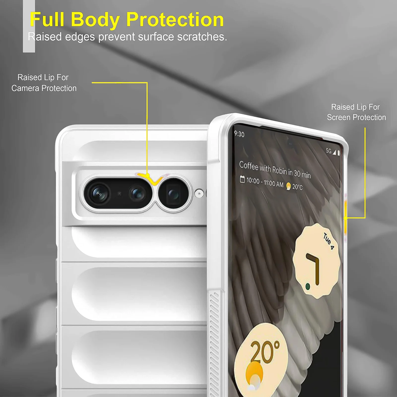 DL3 Mobilak Rugged Protective Case for Google Pixel 7 Pro, Camera protection, Shock-absorbing protection, Non-slip grip - White
