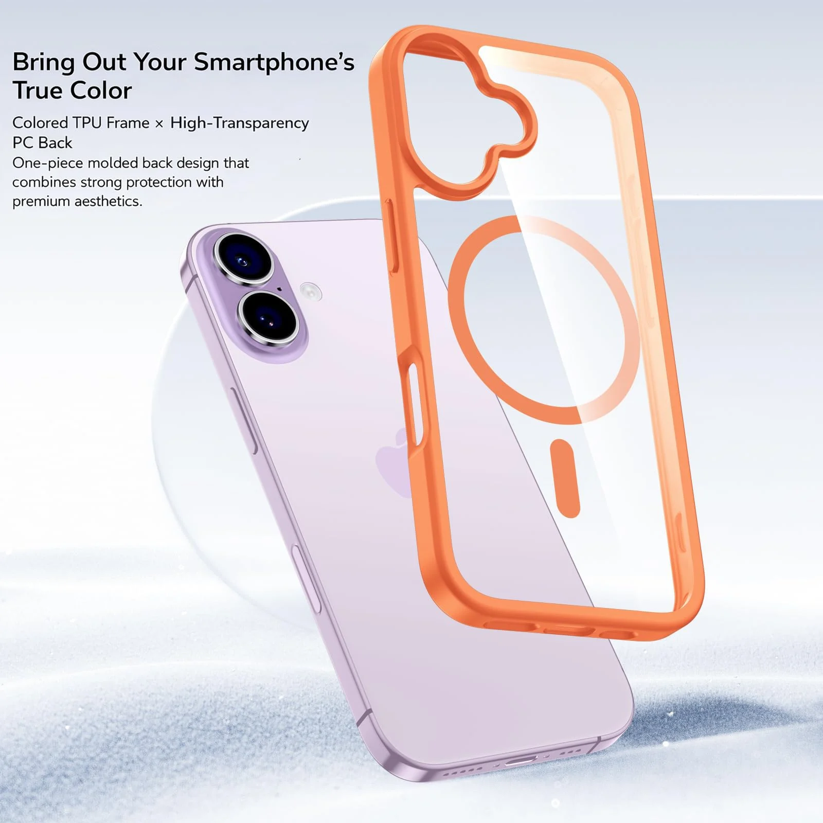 DL3 Mobilak Clear MagSafe-Compatible Magnetic Case for iPhone 17 with Military-Grade Protection - Orange