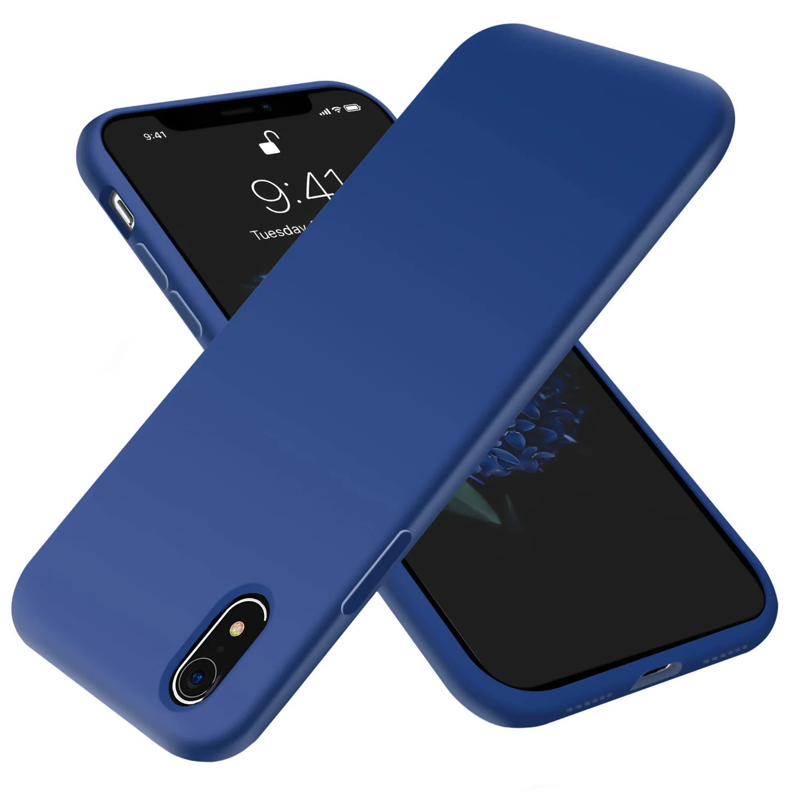 DL3 Mobilak Liquid Silicone Protective Case with Soft Microfiber Lining for iPhone XR - Royal Blue
