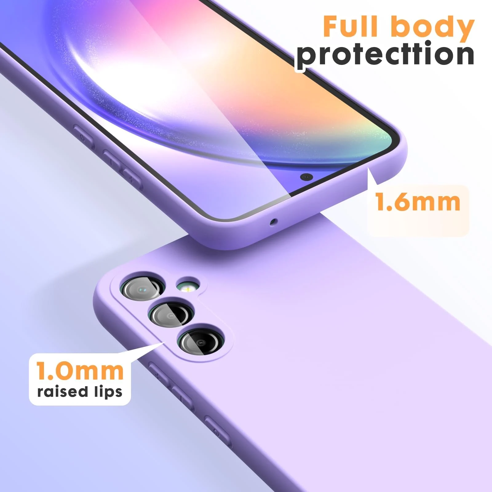 DL3 Mobilak Samsung Galaxy A14 5G Case, Soft Flexible Silicone Gel Rubber Bumper Cover, Full Body Shockproof Protective Phone Case - Lavnder