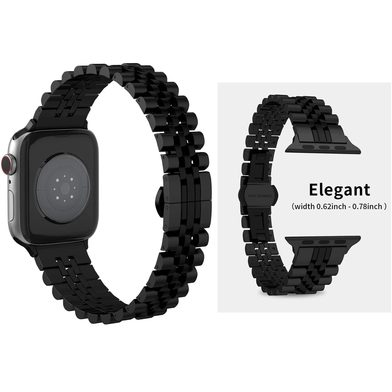 DL3 MOBILAK Band For Apple Watch Ultra Band 49mm 45mm 44mm 42mm 41mm 40mm 38mm, Metal Stainless Steel Strap for Apple Watch Series 8 Ultra 7 6 5 4 3 2 1 Se (42MM/44MM/45MM/49MM) - A.Black