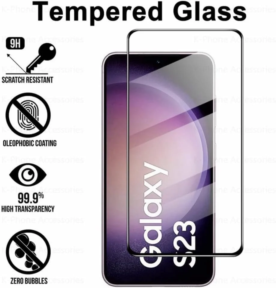 DL3 Mobilak Screen Protector for Samsung Galaxy S23, Tempered Glass Screen Saver Premium HD Protective, Scratch Resistant, NO-Bubble, 9H Hardness, Full Coverage Film - Clear