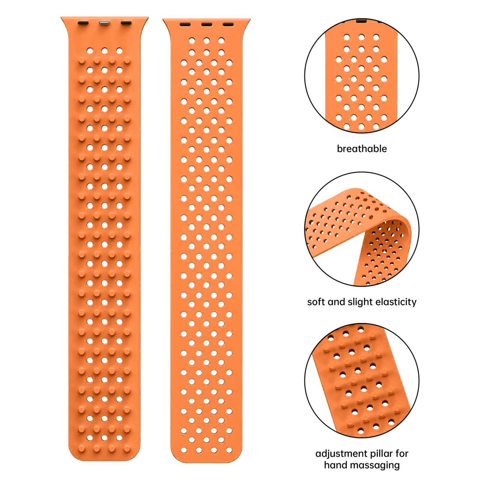 DL3 Mobilak Soft Silicone Band For Apple Watch Ultra Bands 49mm 45mm 44mm 42mm, Sport Replacement Wristband No Clasps for iWatch Series 8 ultra 7 6 5 4 SE 3 2 Women Men, Waterproof Strap - Orange