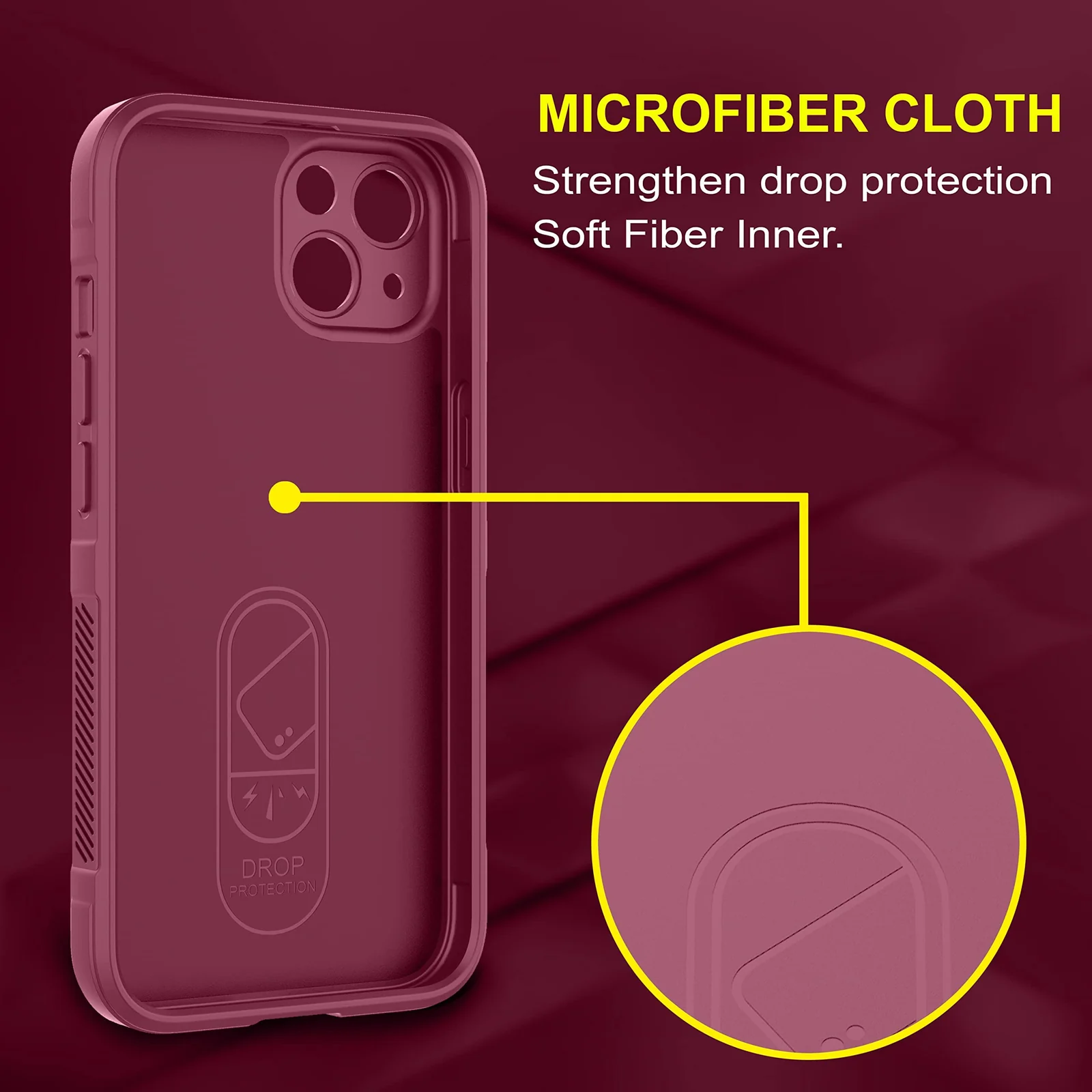 DL3 Mobilak Soft Silicone Protective Case for iPhone 13 / iPhone 14 6.1-Inch with Camera Protection and Shockproof Design - Wine Red