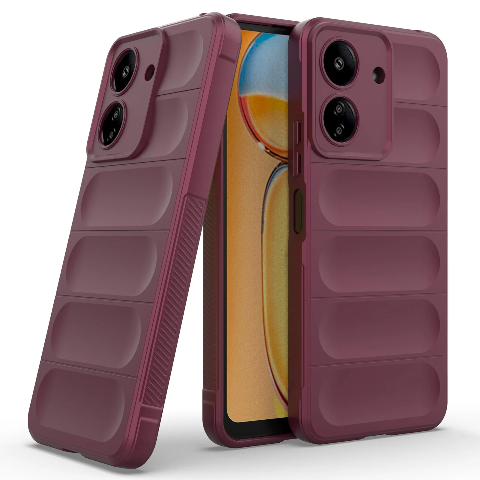 DL3 Mobilak Silicone Case for Xiaomi Redmi 13C 4G Heavy Duty Protective [Slim Fit] Shockproof Soft Flexible Protective Design Shock-Absorption TPU Cover With Camera Protection - Wine Red