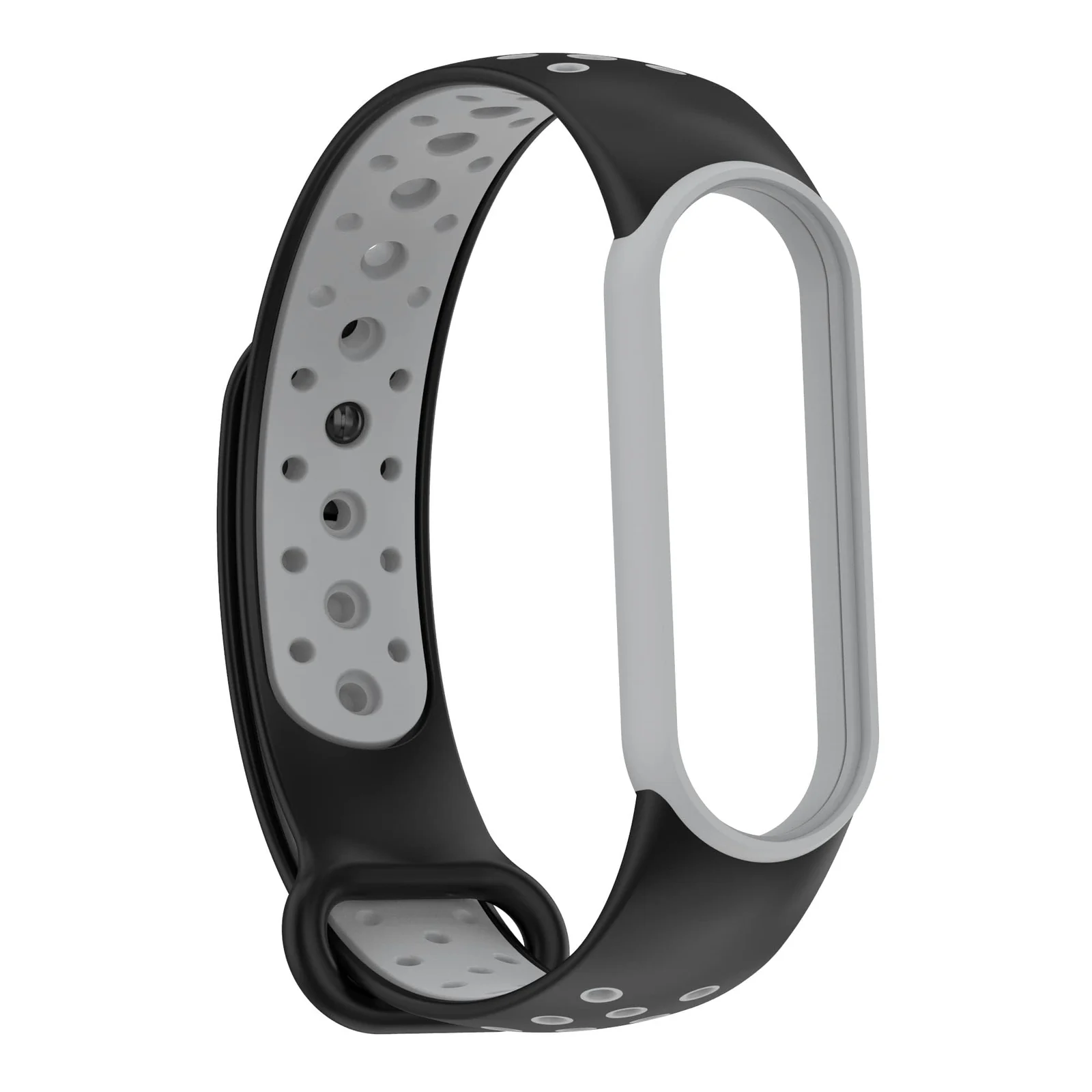 DL3 Mobilak Strap for Xiaomi Mi Band 7 6 5/Amazfit Band 5, Women Men Armband, Two Colours Breathable Adjustable Soft Silicone Replacement Strap for Xiaomi Mi Band 7/6/5/Amazfit Band 5 - Black Gray
