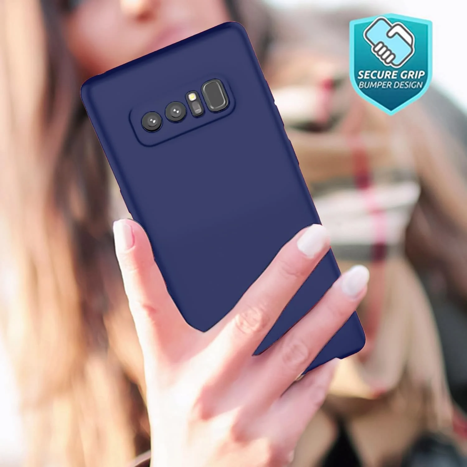 DL3 Mobilak Liquid Silicone Protective Case with Soft Microfiber Lining with Full Camera Protection for Samsung Galaxy Note 8 - Blue 2