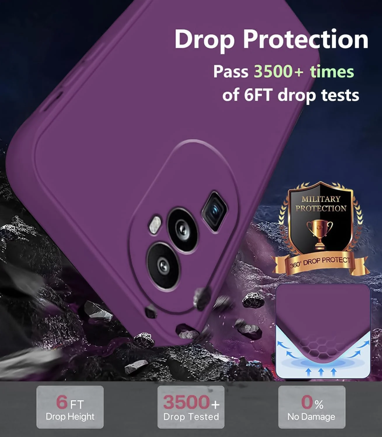 DL3 Mobilak Liquid Silicone Protective Case with Soft Microfiber Lining with Full Camera Protection for OPPO Reno 10 Pro+ Plus 5G - Violet