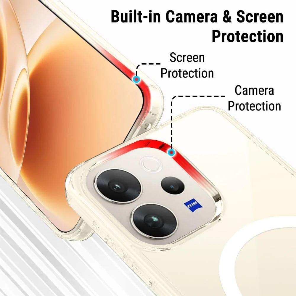 MOBIGON Slim Magnetic MagSafe-Compatible Phone Case for vivo V70 5G, Clear