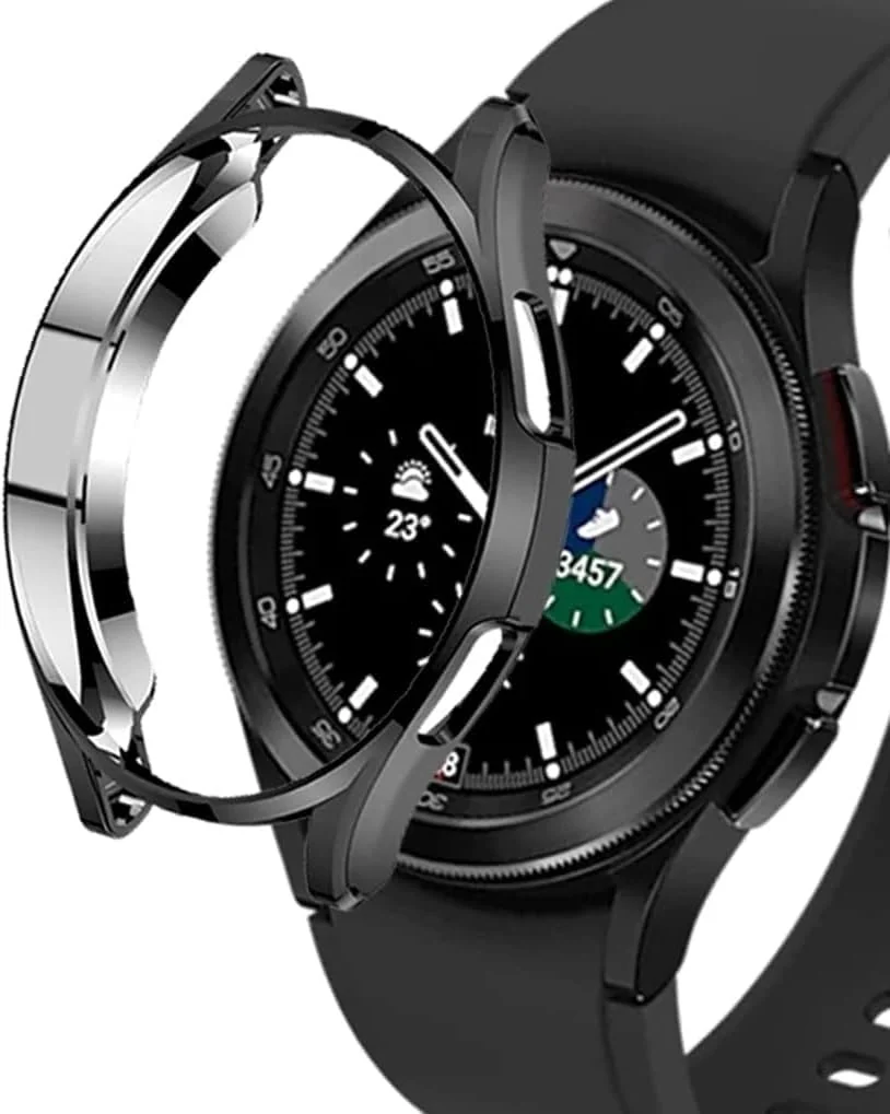 DL3 Mobilak Case Compatible with Samsung watch 4 classic 46mm Case All-Around Screen Protector Watch Soft TPU Shockproof Cover Slim Guard Thin Bumper Shell Protector