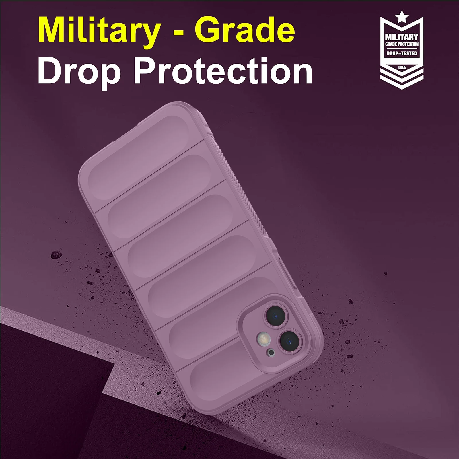DL3 Mobilak Flexible Silicone and TPU Protective Case with Camera Protection for Apple iPhone 12 - Purple