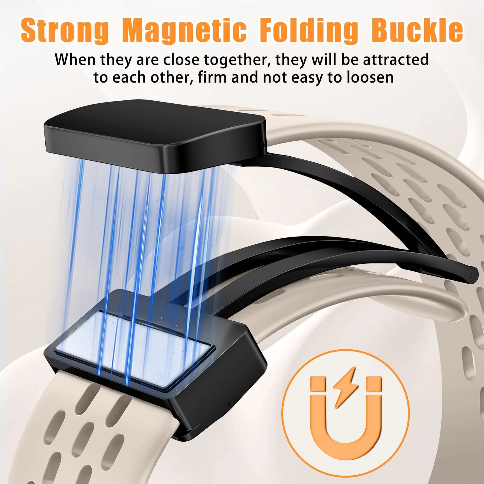 DL3 Mobilak 18mm Silicone Strap For Huawei Watch GT 6 41mm/GT 5 Pro 42 mm/GT 5 41mm/GT4 41 mm/Watch 5 42mm Magnetic Metal Buckle Sport Silicone Breathable Strap, Band Soft Replacment Wristband - Starlight