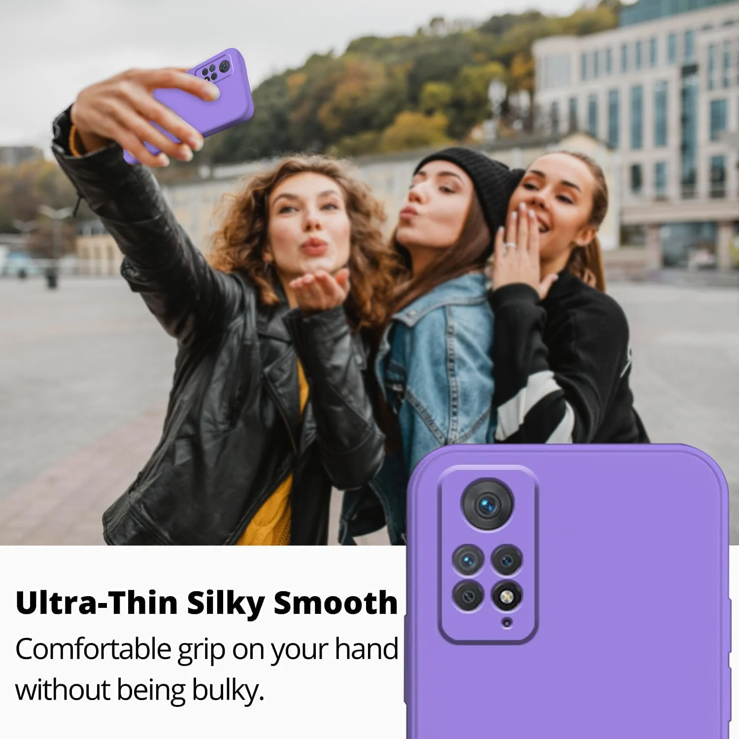 DL3 Mobilak Liquid Silicone Protective Case for Xiaomi Redmi Note 12 Pro 4G / Redmi Note 11 Pro 4G&5G with Microfiber Lining and Shockproof Design - Purple