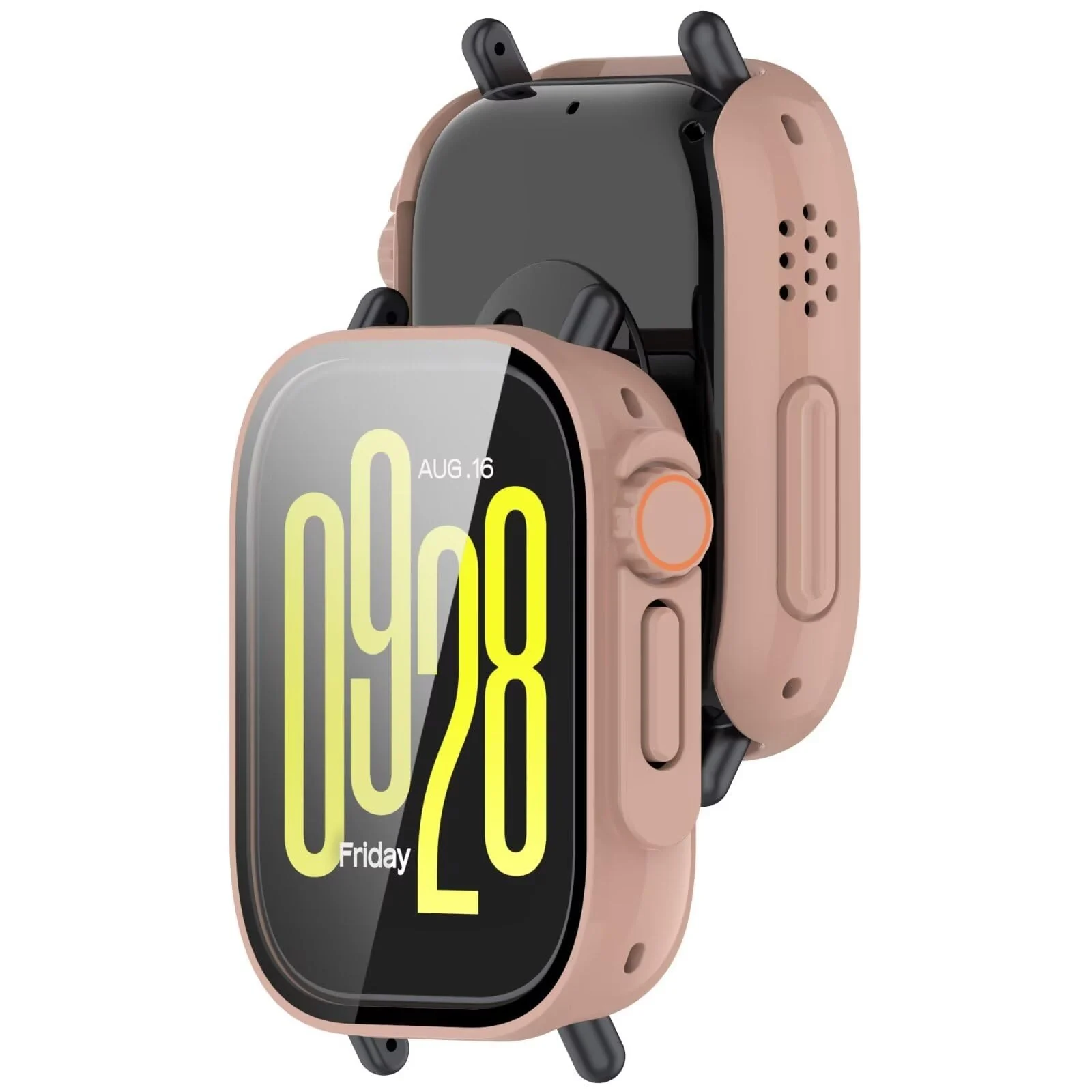 DL3 Mobilak for Xiaomi Redmi Watch 5 Lite Case Screen Protector, [Looks Like iWatch Ultra Case] Built-in Tempered Glass Screen Unique Design Case Cover for Redmi Watch 5 Lite - Pink