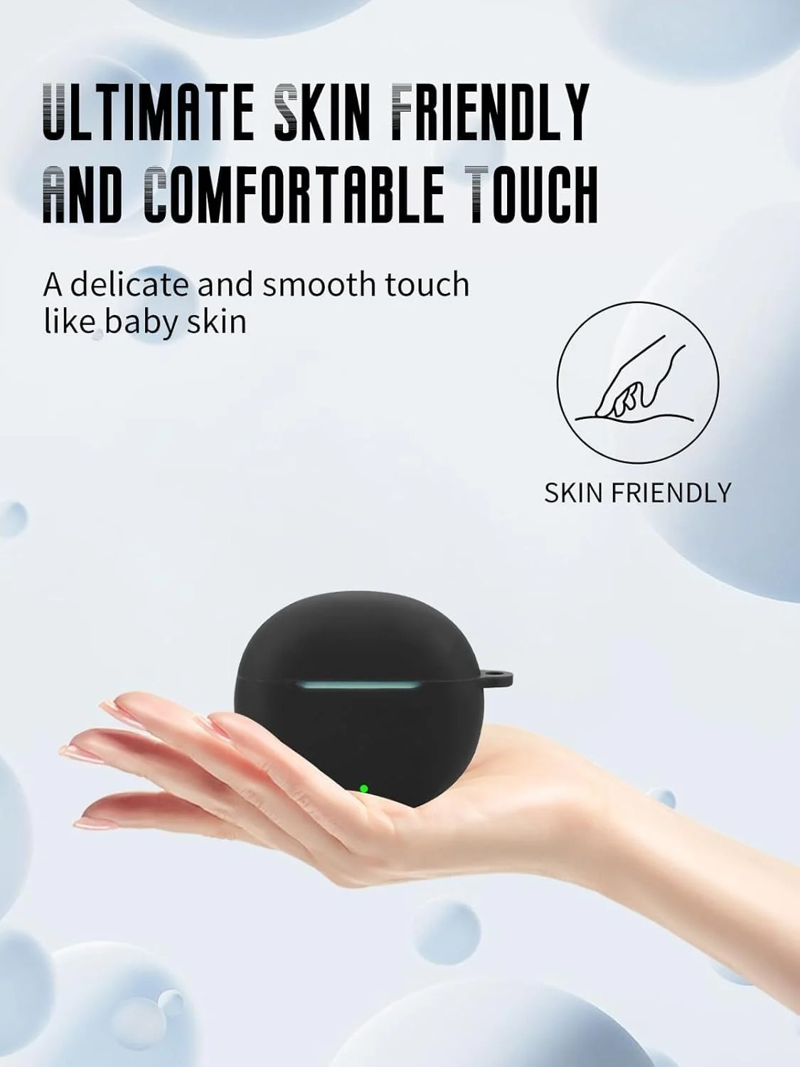 DL3 Mobilak Silicone Earbuds Case for Honor LCHSE X7i, Shock-absorbing protection, Includes a carabiner, Visible front LED - Black