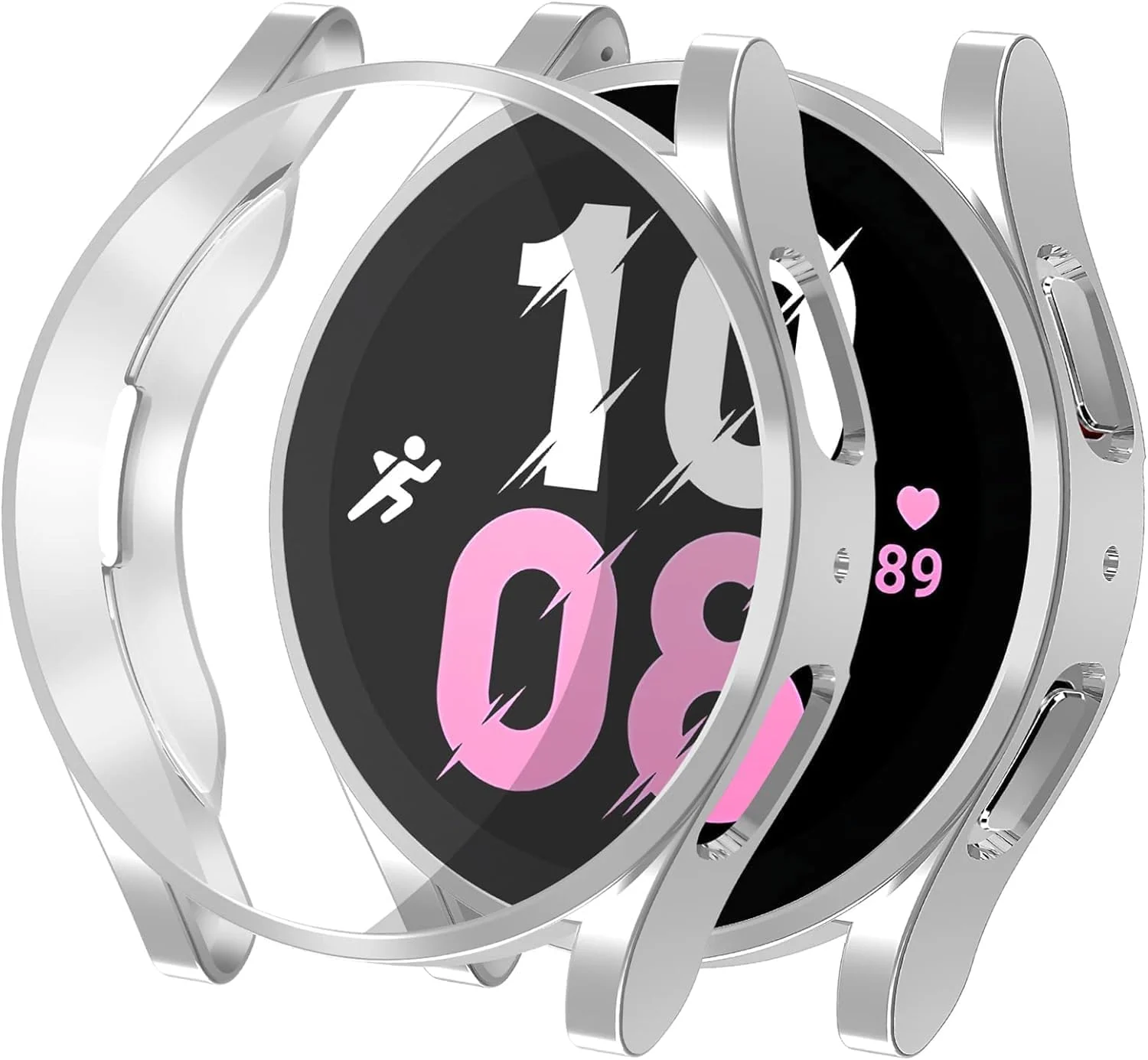 DL3 Mobilak Case Compatible with Samsung Galaxy Watch 4 40mm 2021 & Watch 5 40mm 2022 Case All-Around Screen Protector Watch Soft TPU Shockproof Cover Slim Guard Thin Bumper Shell Protector - Silver