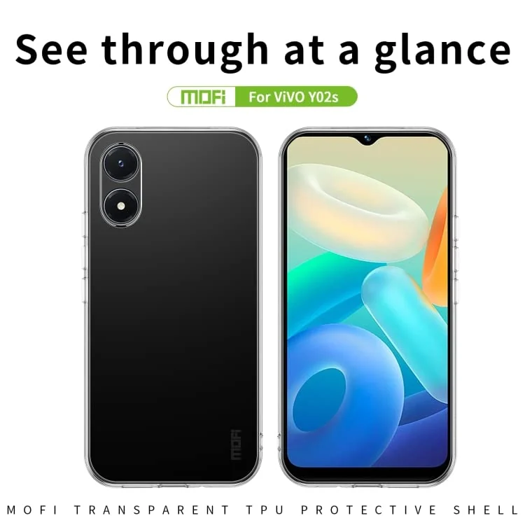 DL3 Mobilak Case Compatible with vivo Y02S Case Crystal Soft TPU Gel Case Flexible Silicone Anti-Scratch Camera Protection TPU Cover - Clear