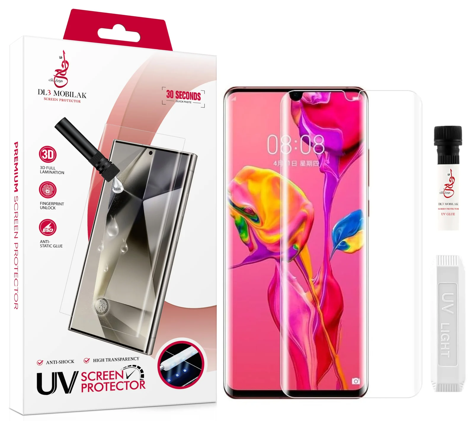 DL3 Mobilak Screen Protector Xiaomi Mi Note 10 Lite [Liquid UV Tempered Glass] Full Screen adhesive [Sensitive Touch][Fingerprint Sensor Compatible] HD - Clear