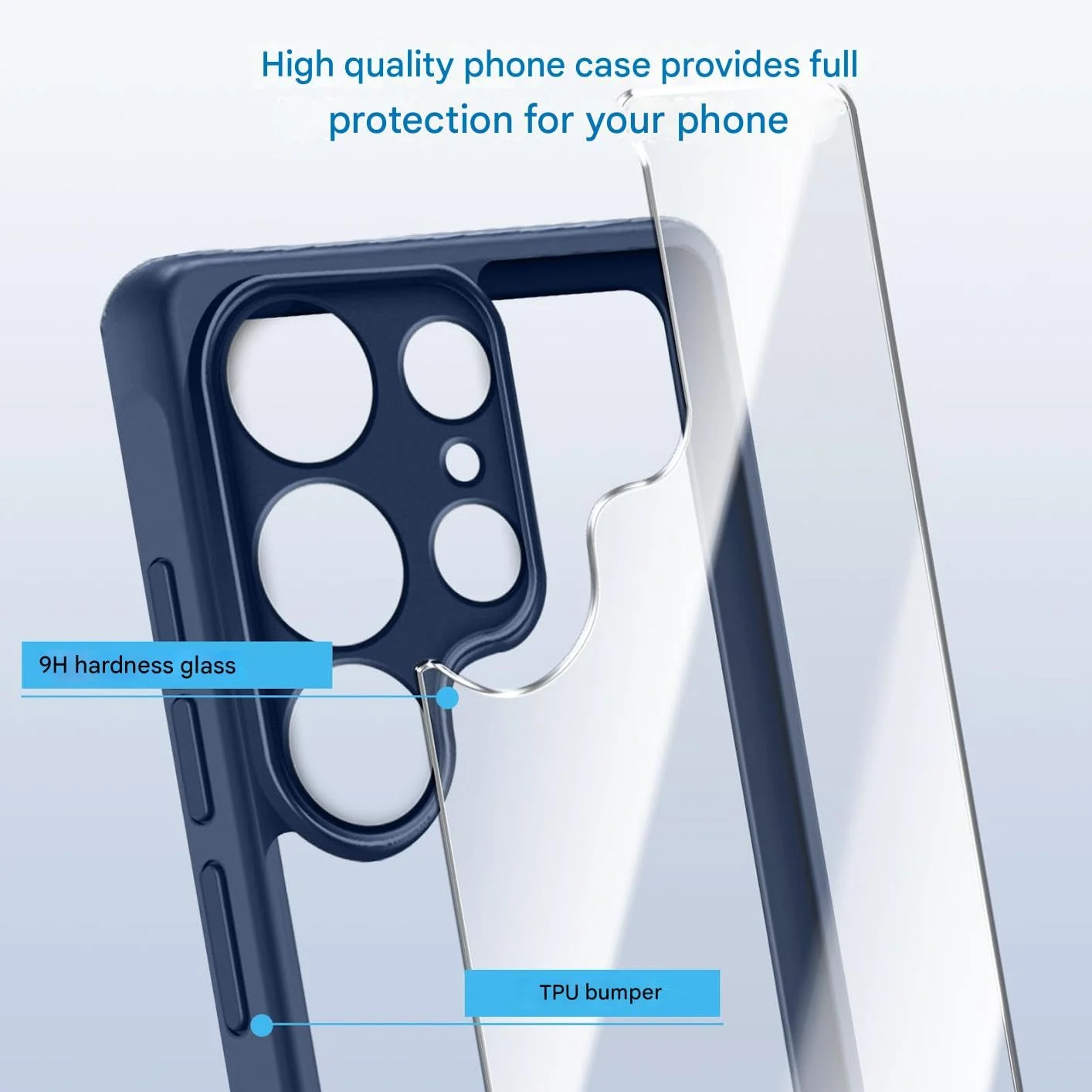 DL3 Mobilak Clear PC and TPU Protective Case for Samsung Galaxy S25 Ultra 5G with Camera Protection and Military-Grade Protection - Blue