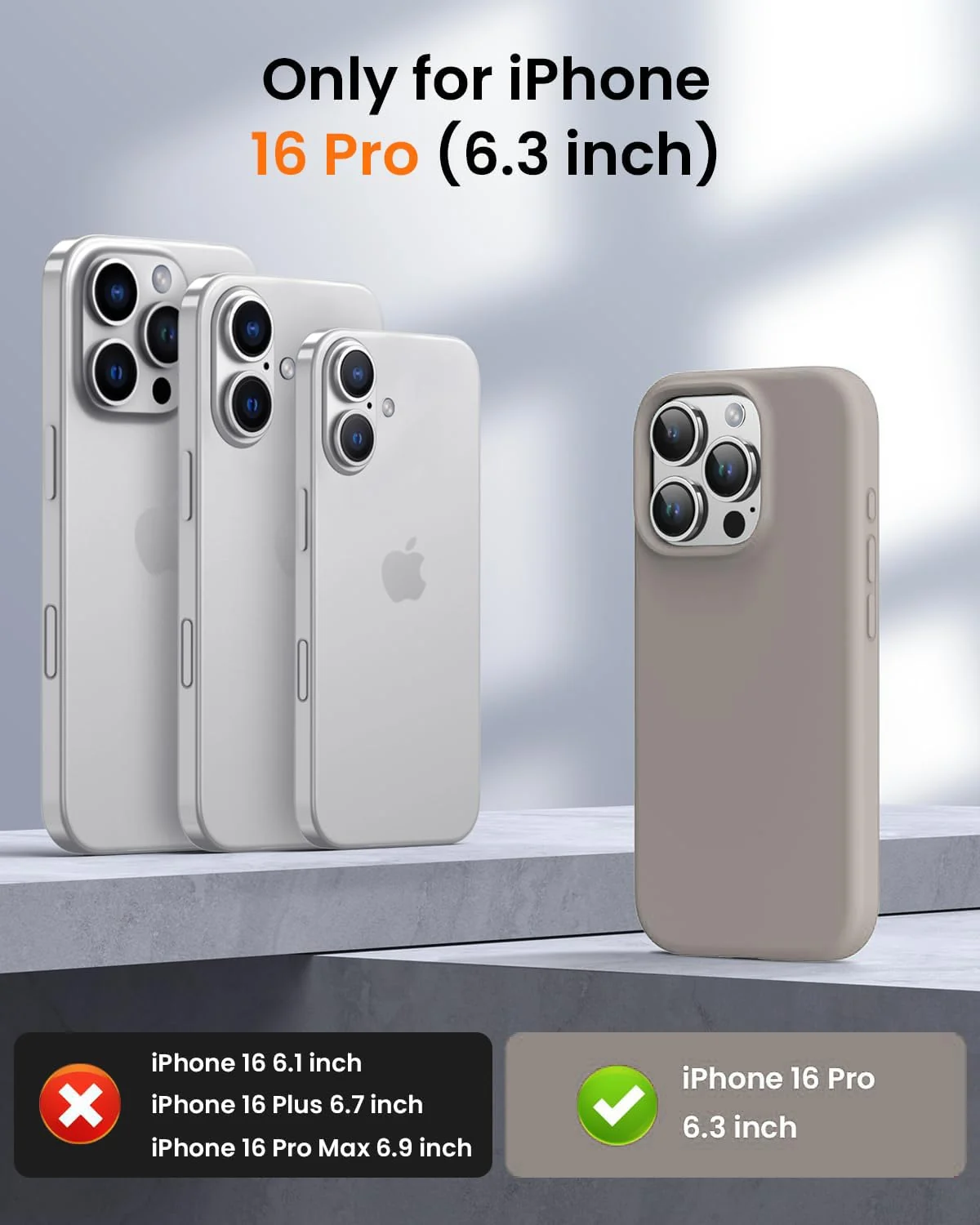DL3 Mobilak Compatible with iPhone 16 Pro 6.3-inch Case, Premium Liquid Silicone Case, Full Body Protective Cover, Shockproof, Slim Phone Case, Anti-Scratch Soft Microfiber Lining - Stone 2