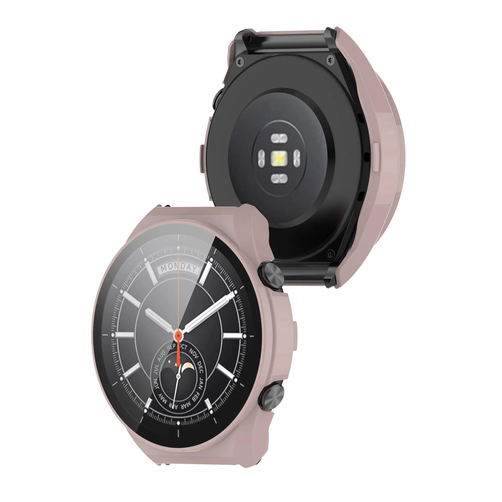 DL3 Mobilak Case with Screen Protector for Xiaomi Watch S1, Bumper Full Coverage Hard PC Overall Protective Cover, Built-in Tempered Glass Film High Sensitivity For Xiaomi Watch S1 - Pink