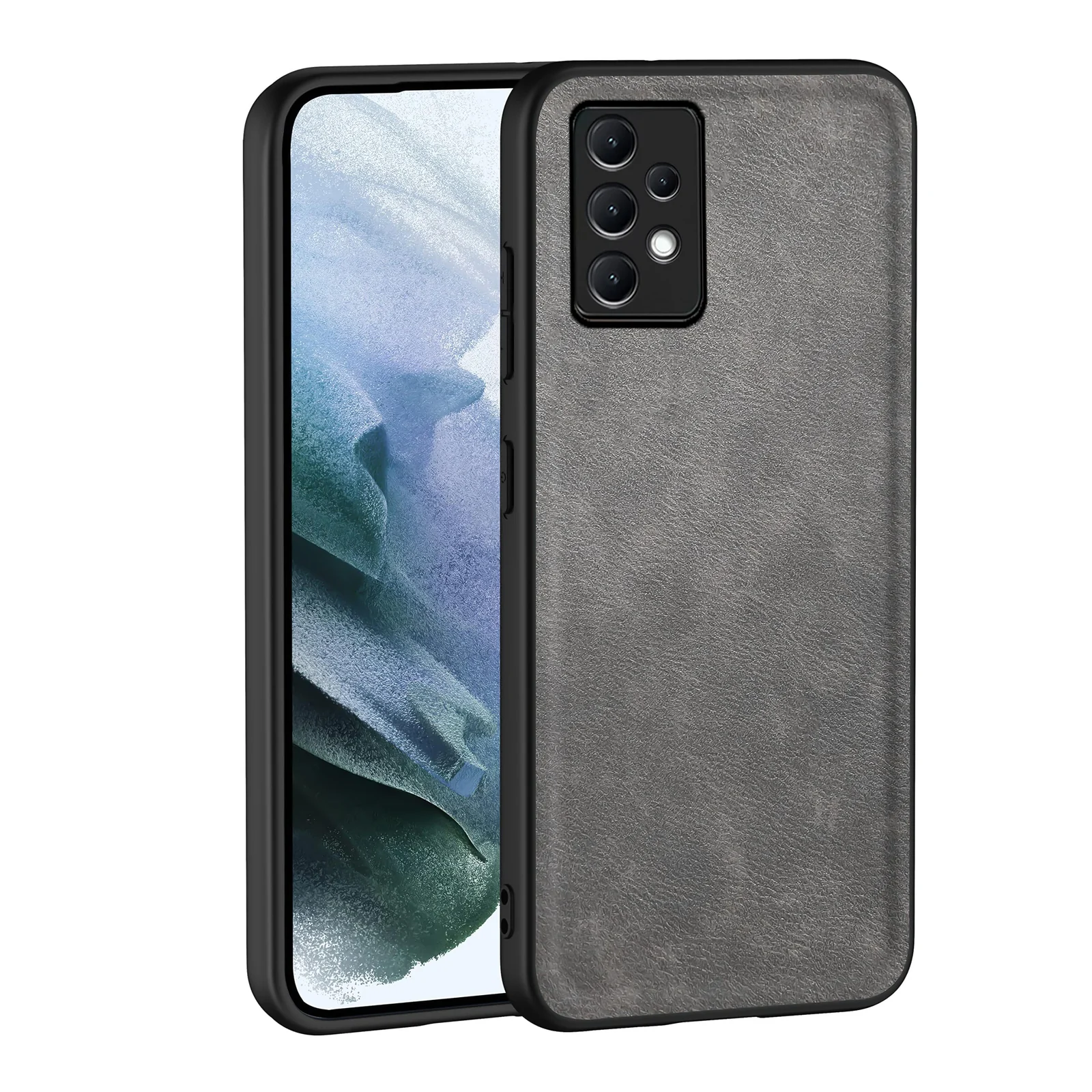 Dl3 Mobilak Case for Samsung Galaxy A13 4G / A23 Leather Case,Anti-Drop, Anti-Shock, Non-Slip Texture,Simple Cell Phong Cover (Gray)