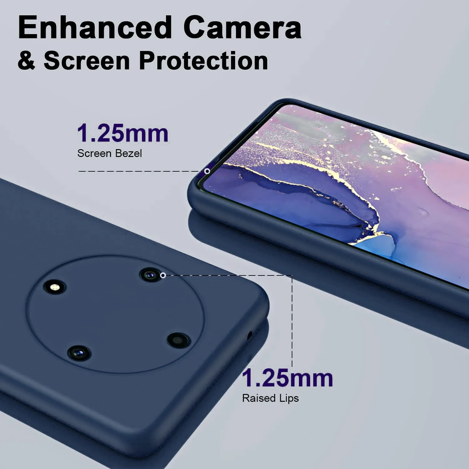 DL3 Mobilak Soft Silicone Protective Case for Honor X9b with Microfiber Lining and Shockproof Design - Dark Blue