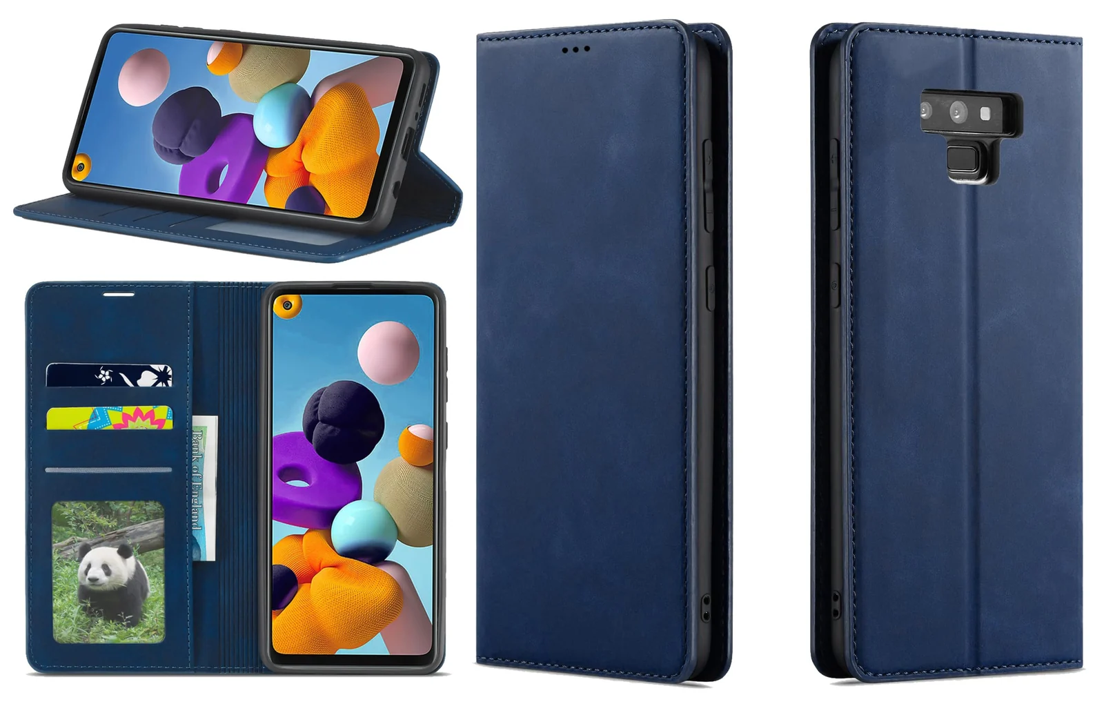 Dl3 Mobilak Premium PU Leather Flip Folio Case for Samsung Galaxy Note 9, Magnetic Closure Protective Case Kickstand Card Cash Slot Shockproof Durable Wallet Cover Soft TPU (Blue)