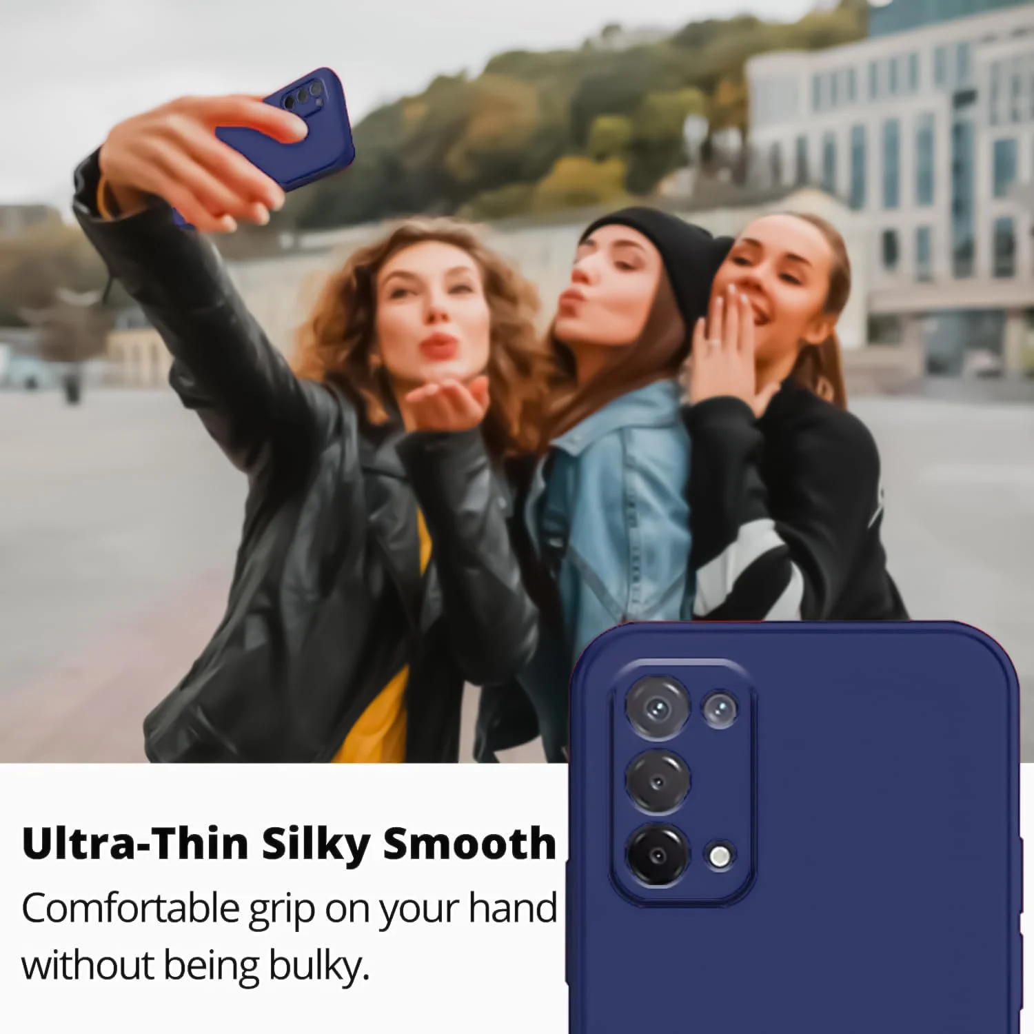 DL3 Mobilak Liquid Silicone Protective Case with Soft Microfiber Lining with Full Camera Protection for realme 7 Pro - Blue 2
